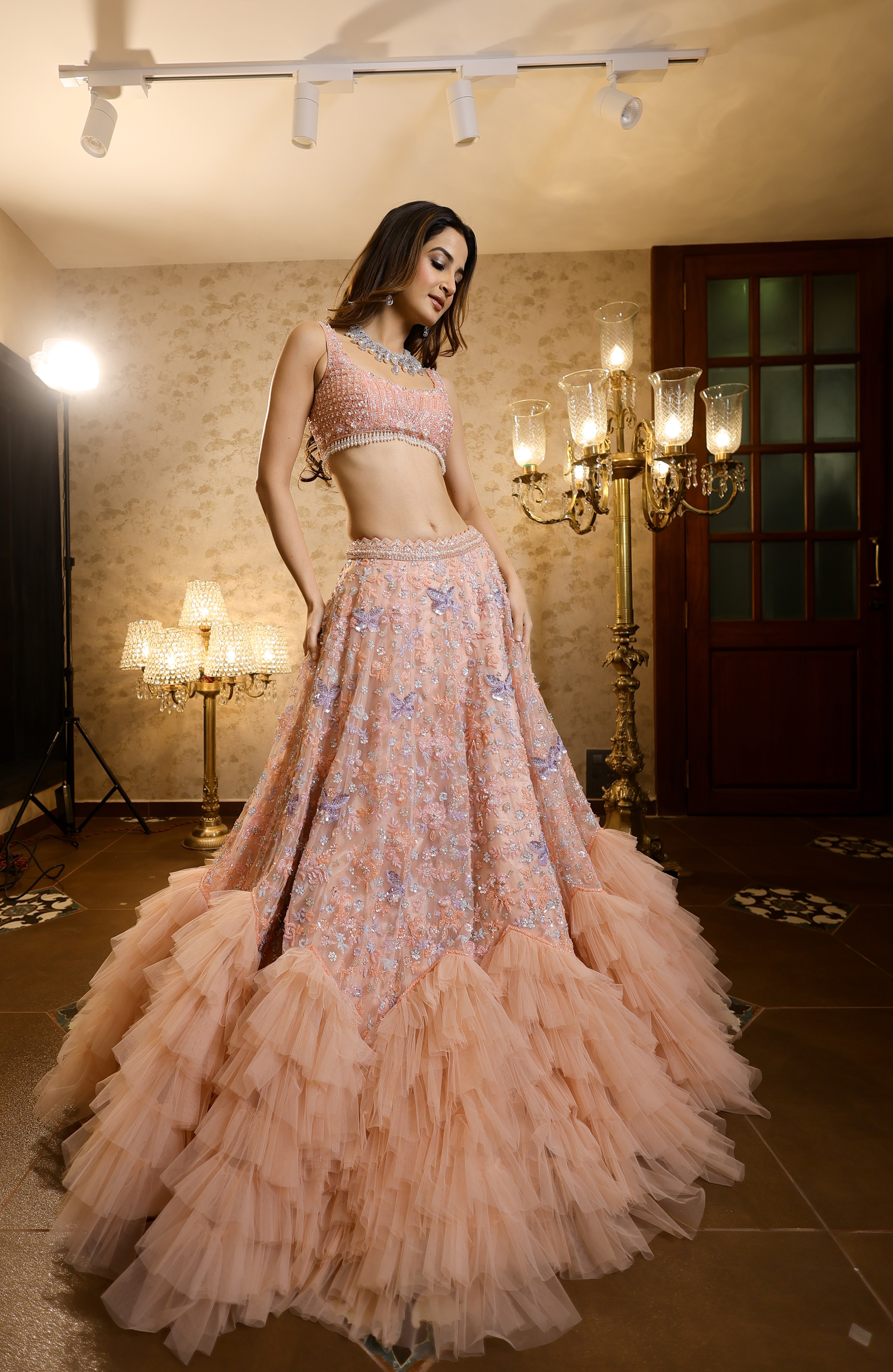 Peach Frill Lehenga