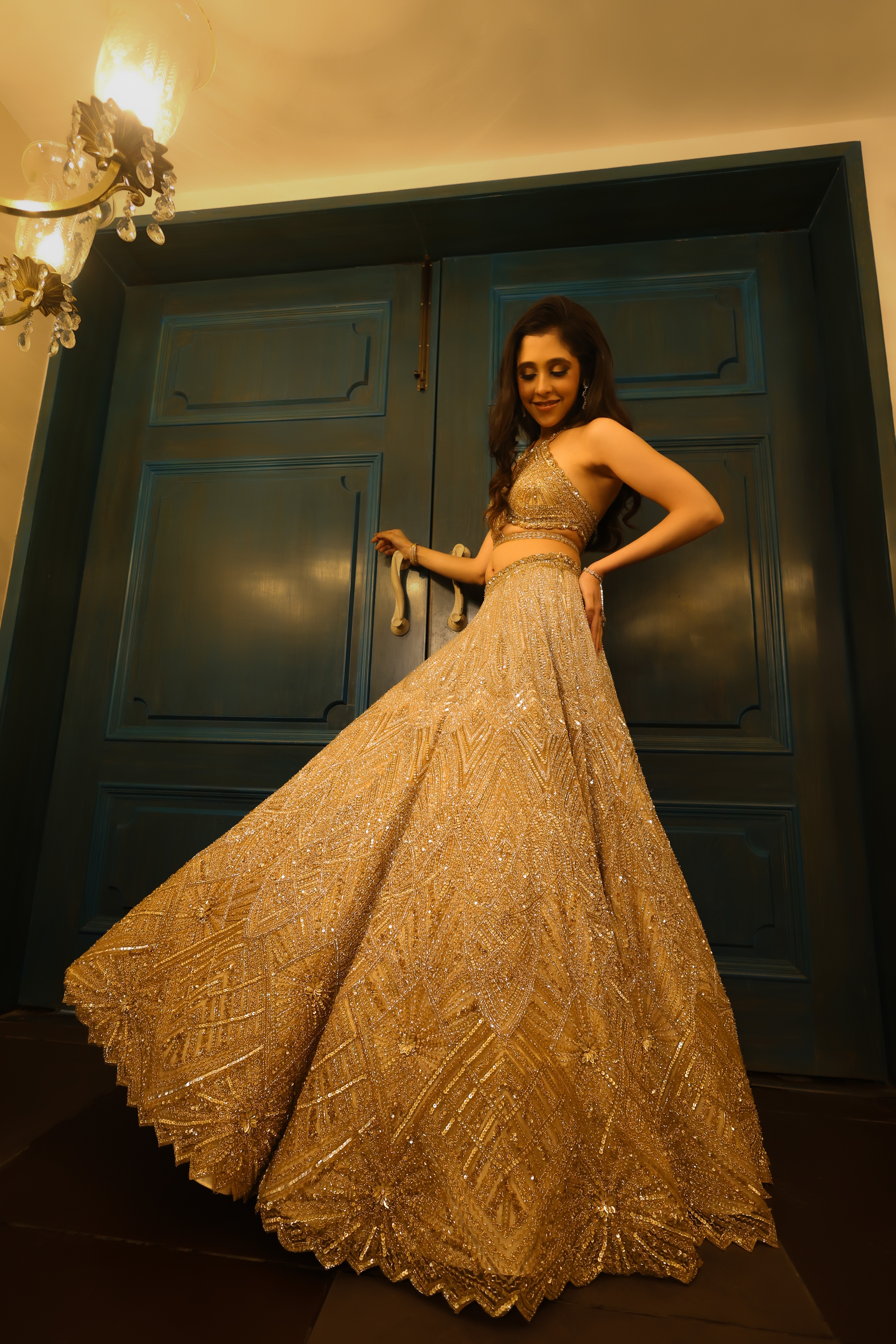 Zara Ombre gold lehenga