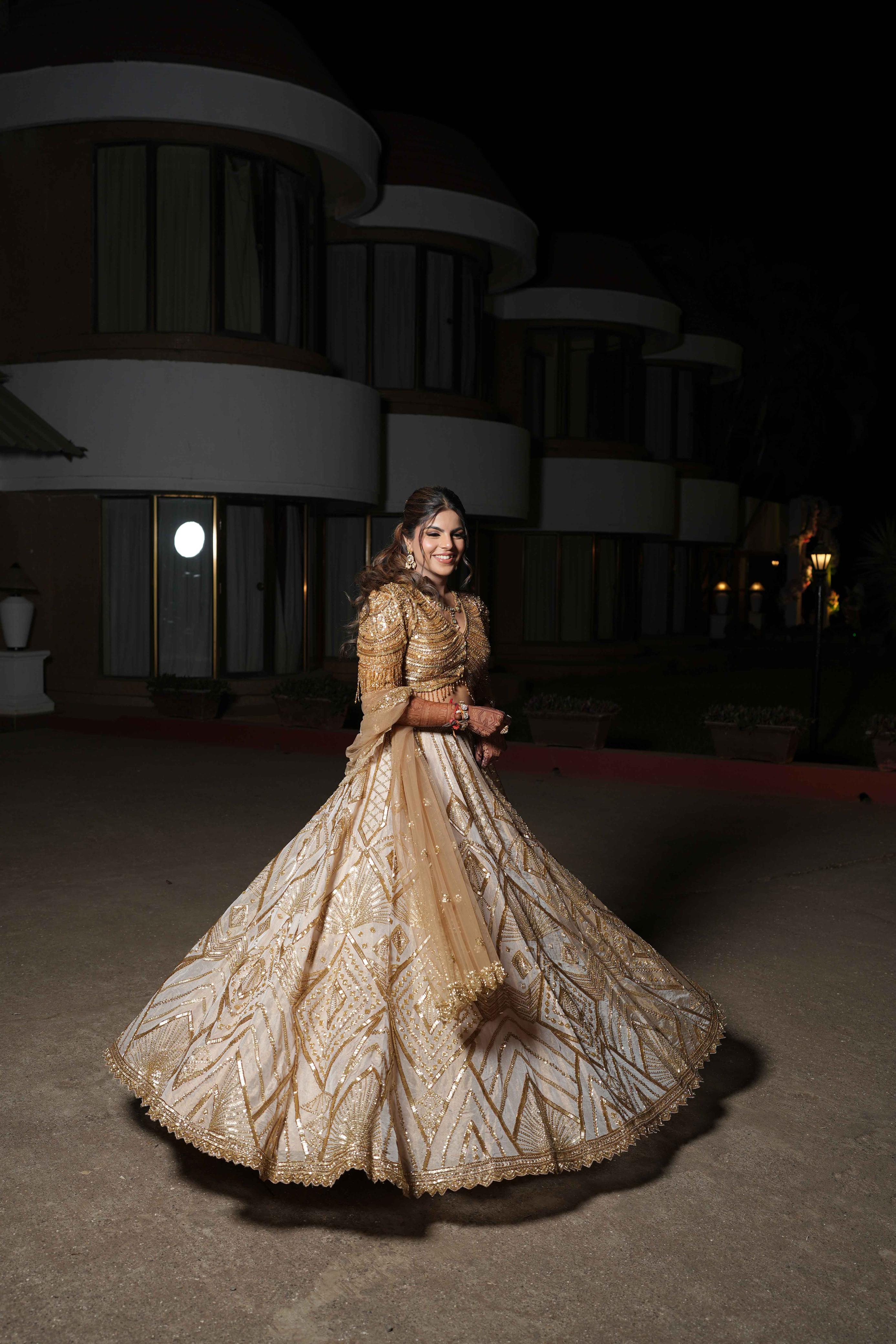 Cream & Gold Tissue Lehenga
