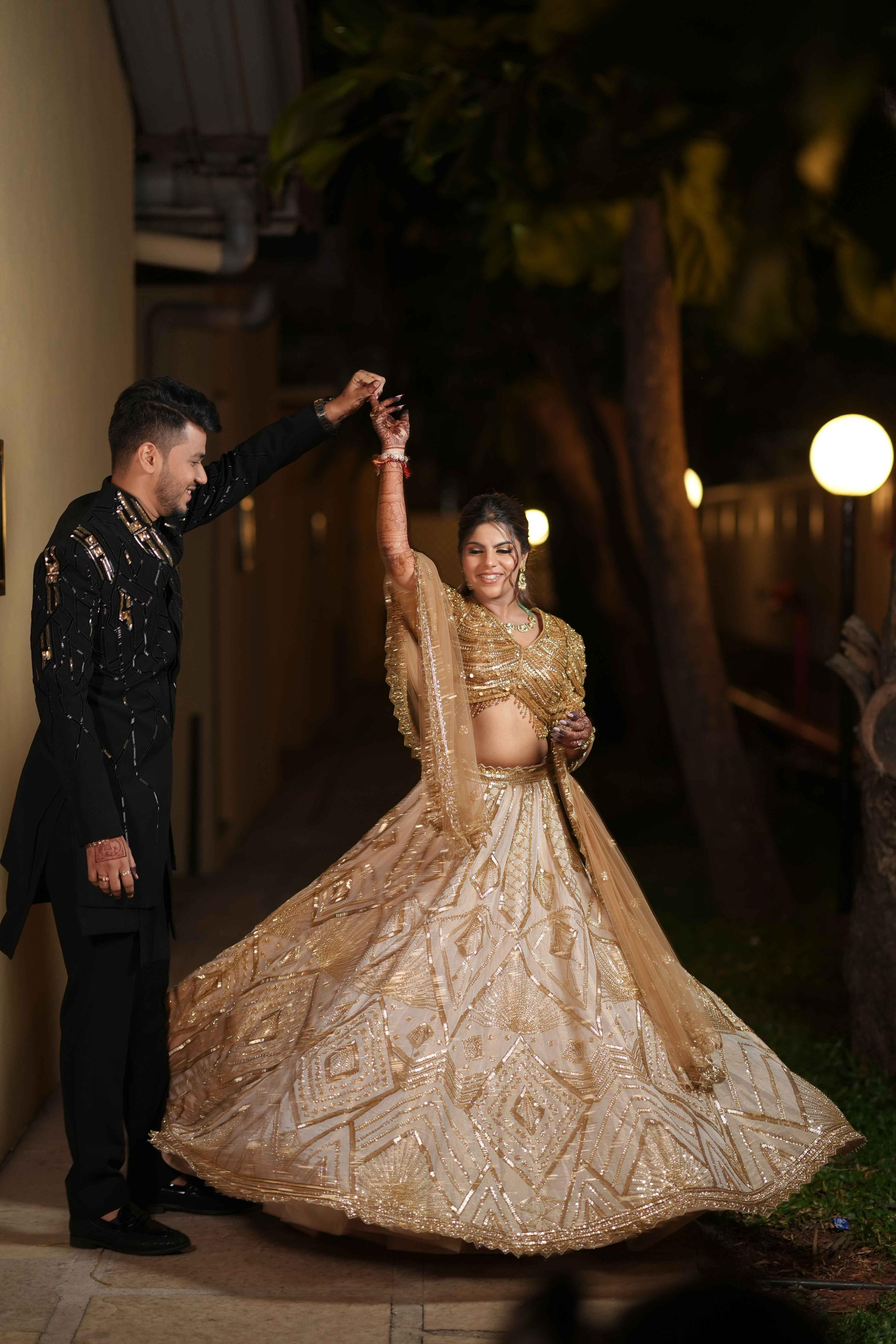 Cream & Gold Tissue Lehenga