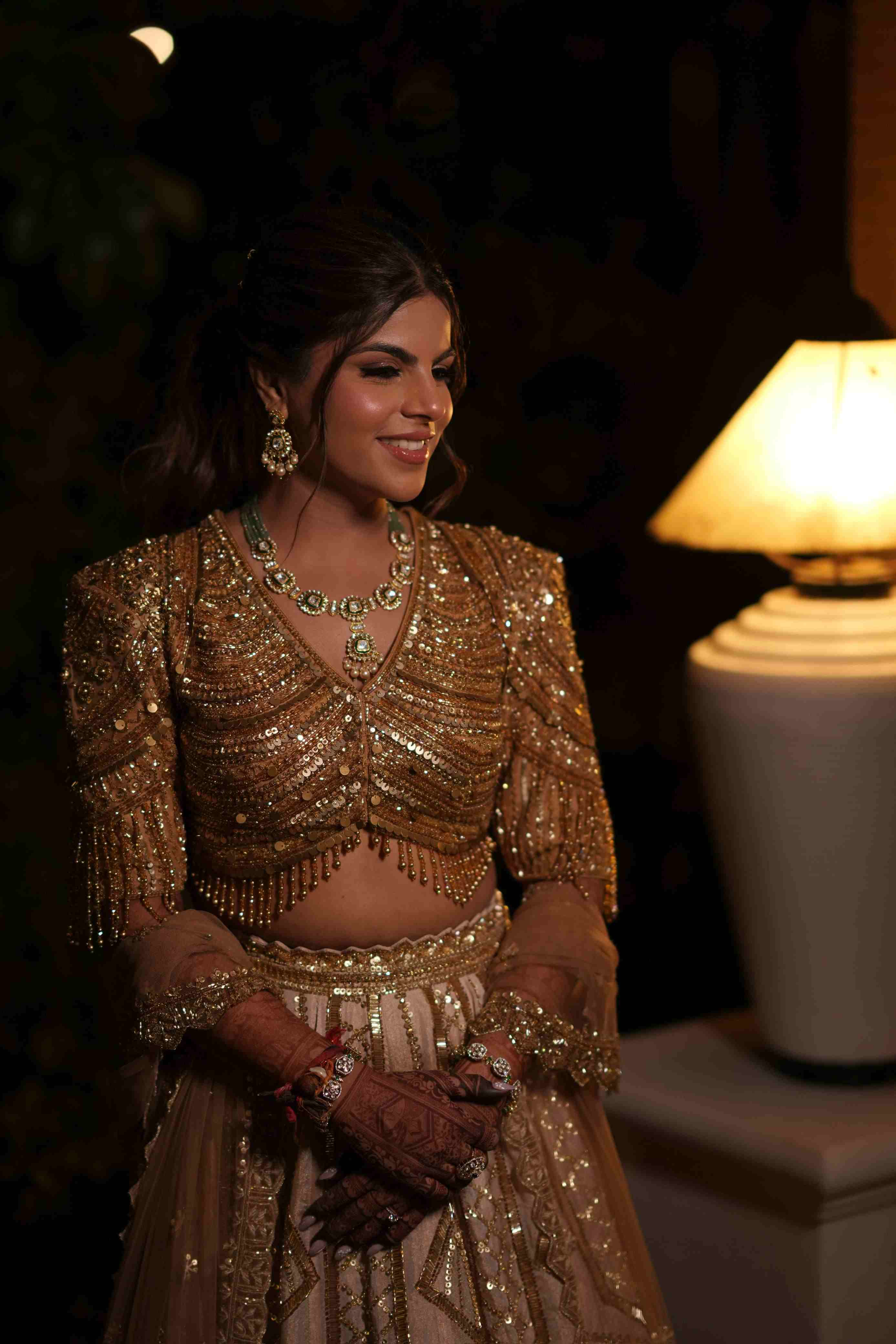 Cream & Gold Tissue Lehenga