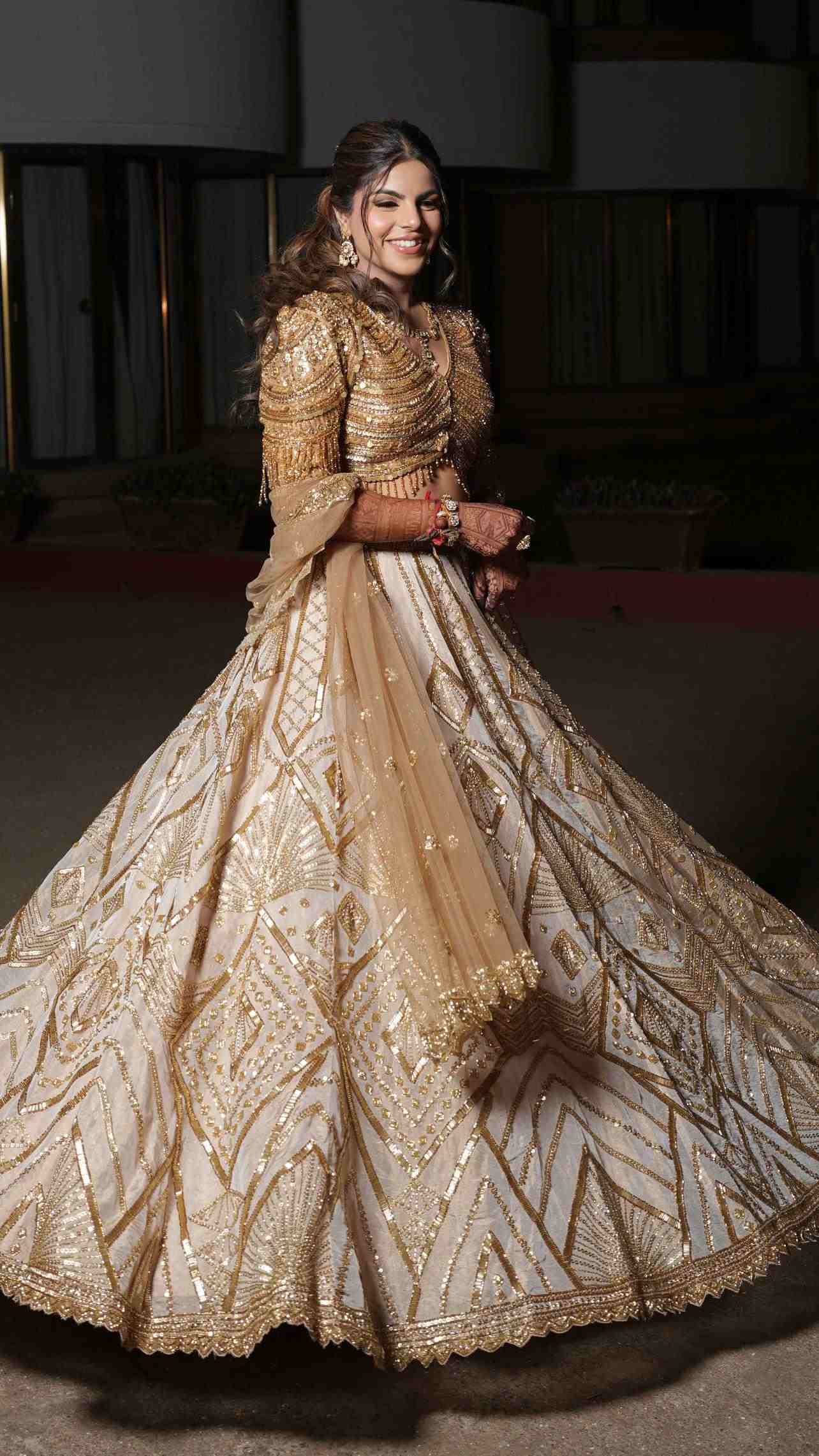 Cream & Gold Tissue Lehenga