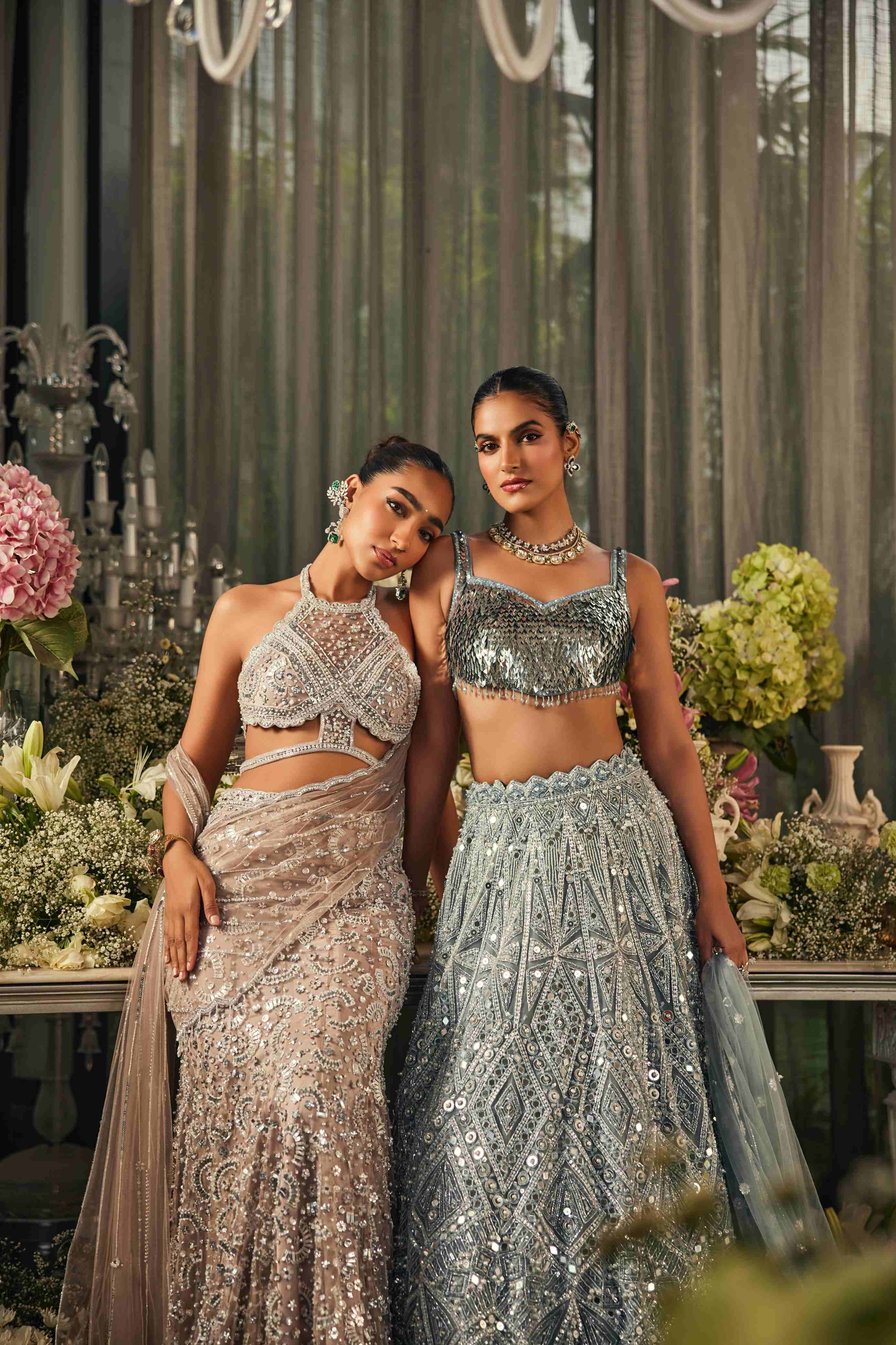Cerulean blue mirror lehenga