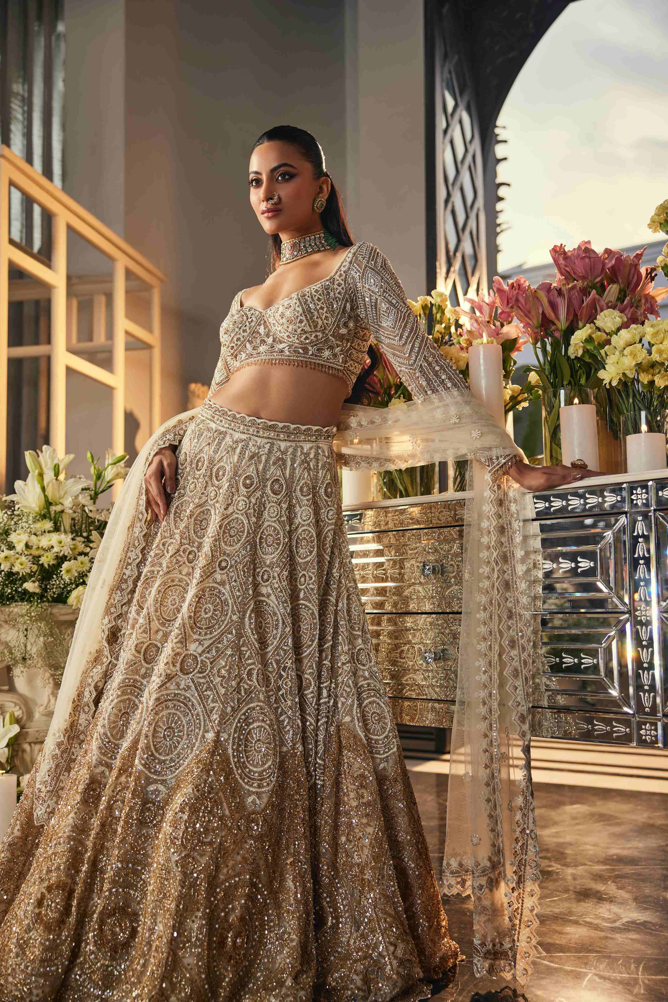 Ivory & gold lehenga