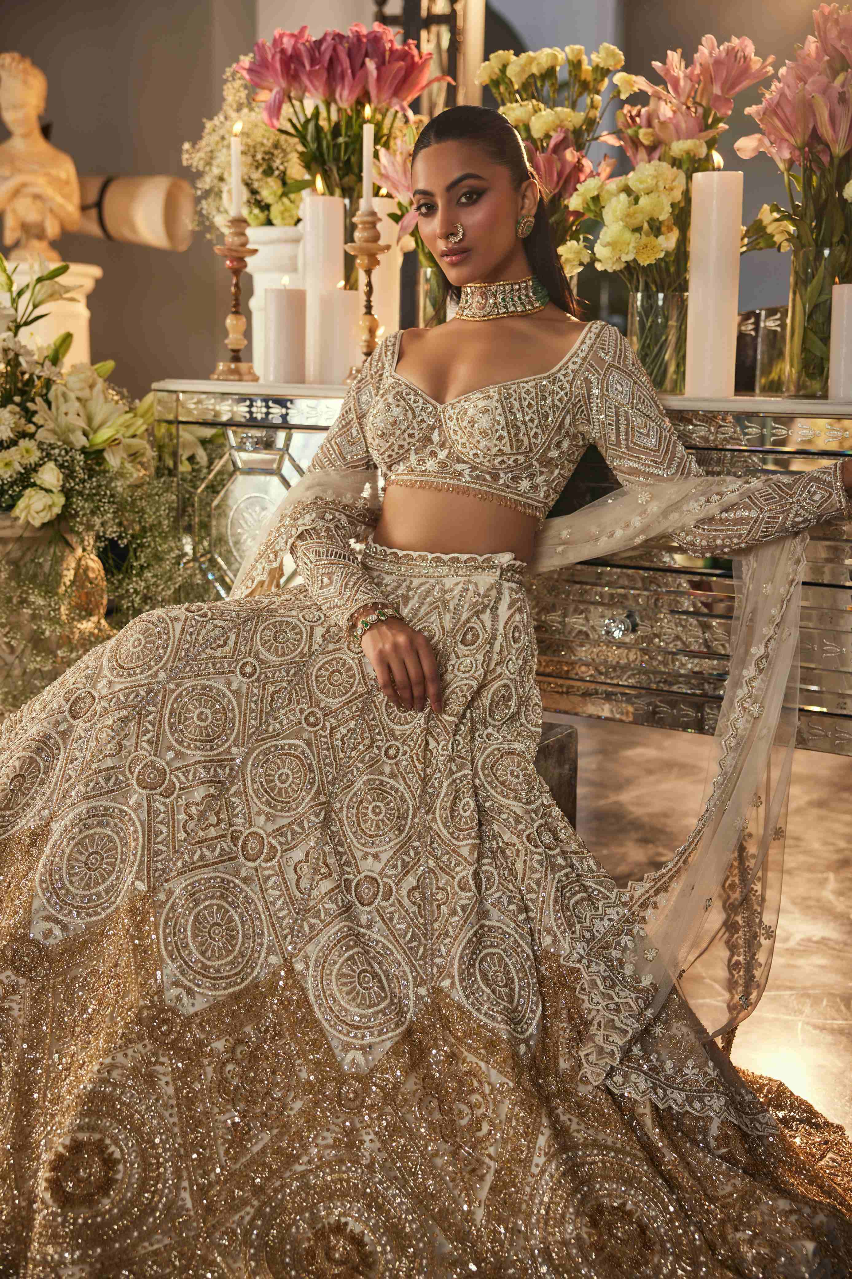 Ivory & gold lehenga