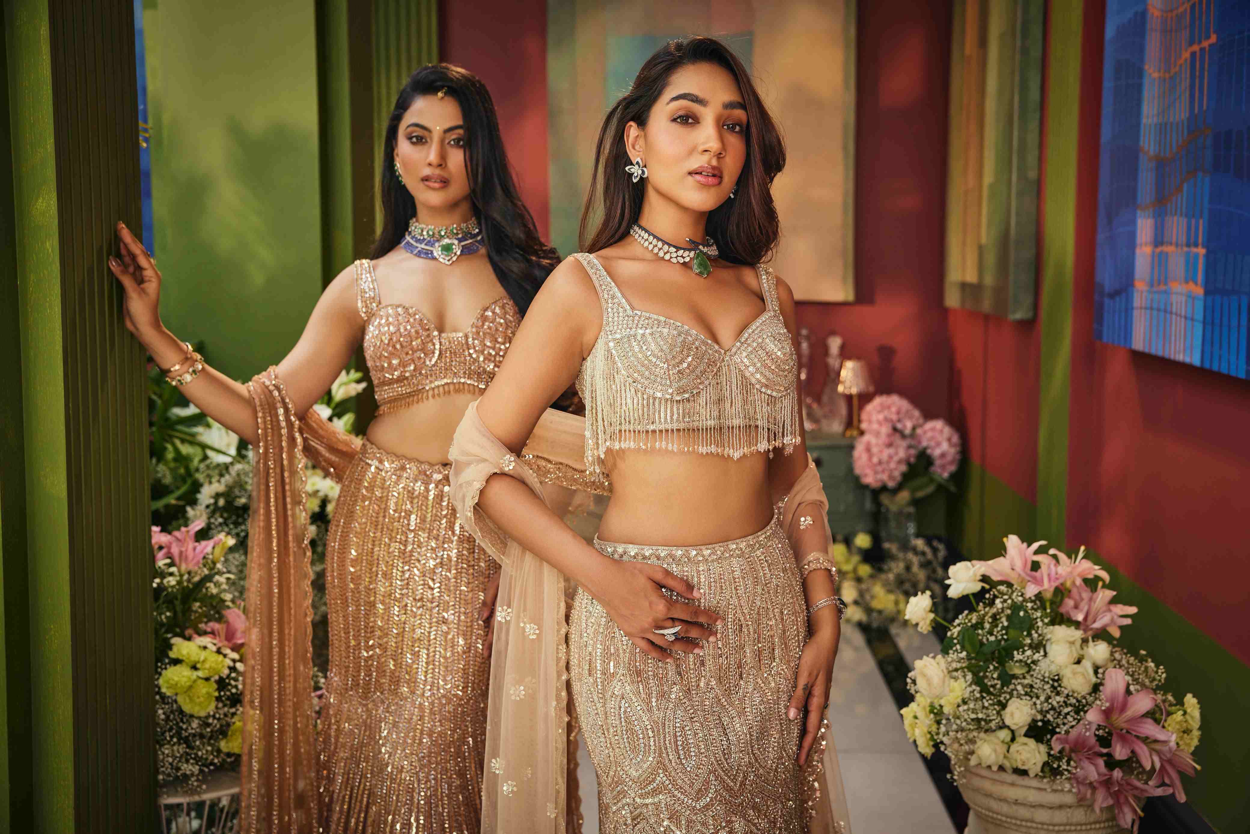 Rose gold fishcut lehenga