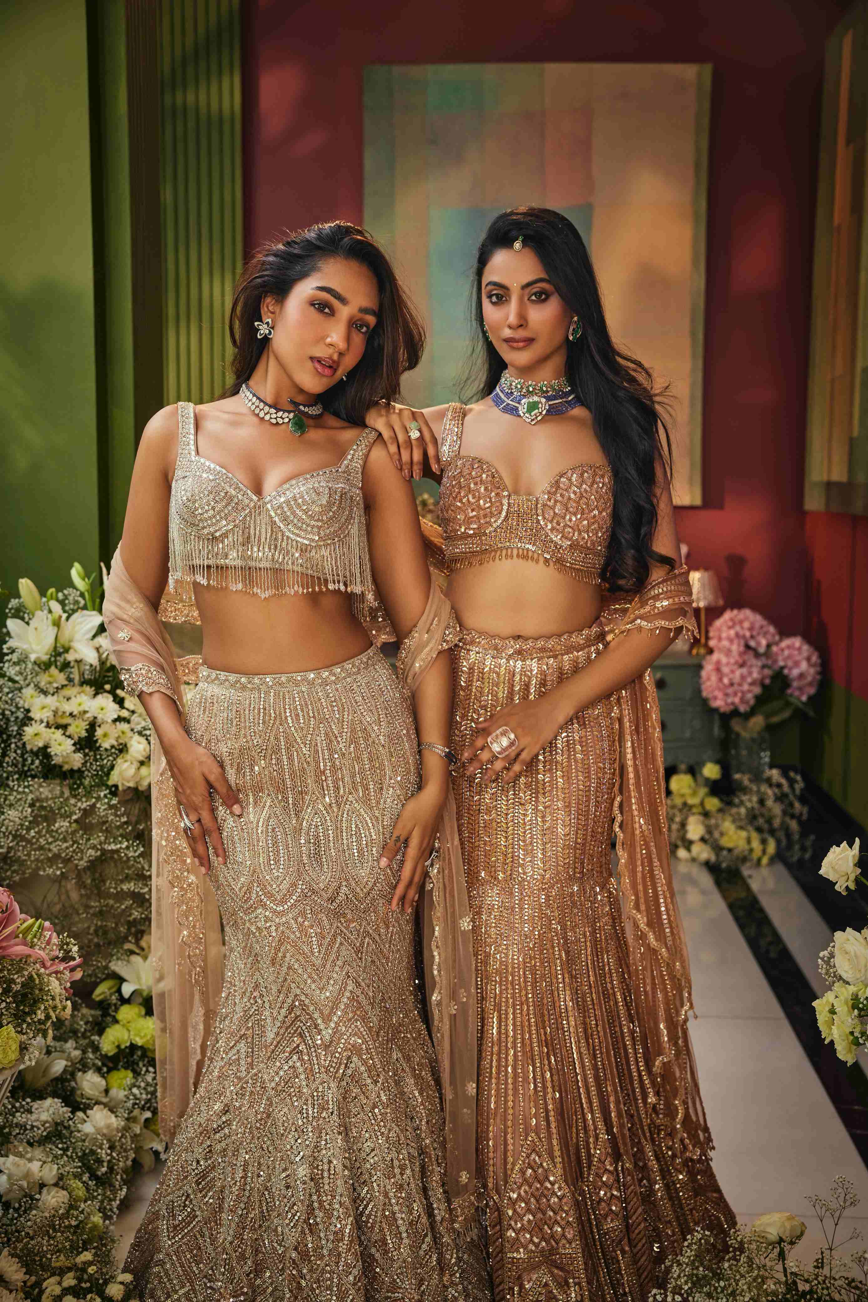 Rose gold fishcut lehenga