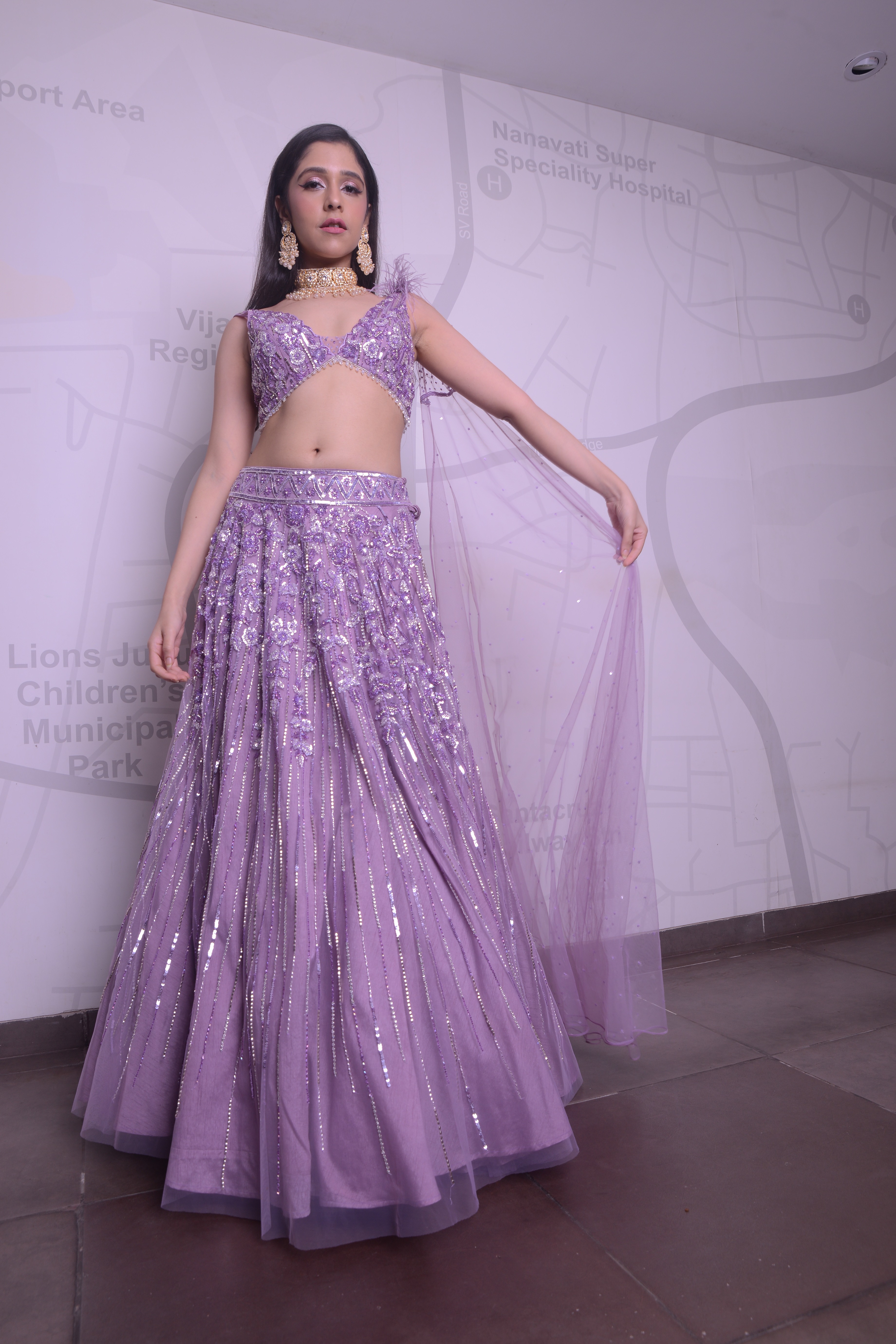 Lavender Floral Lehenga