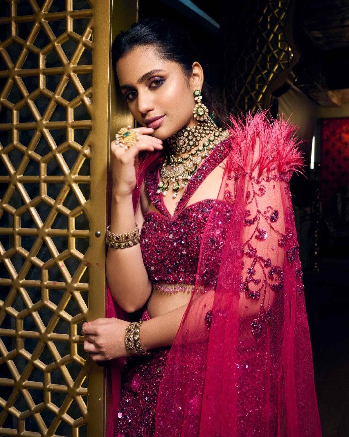 Ruby Pink Sequin Lehenga