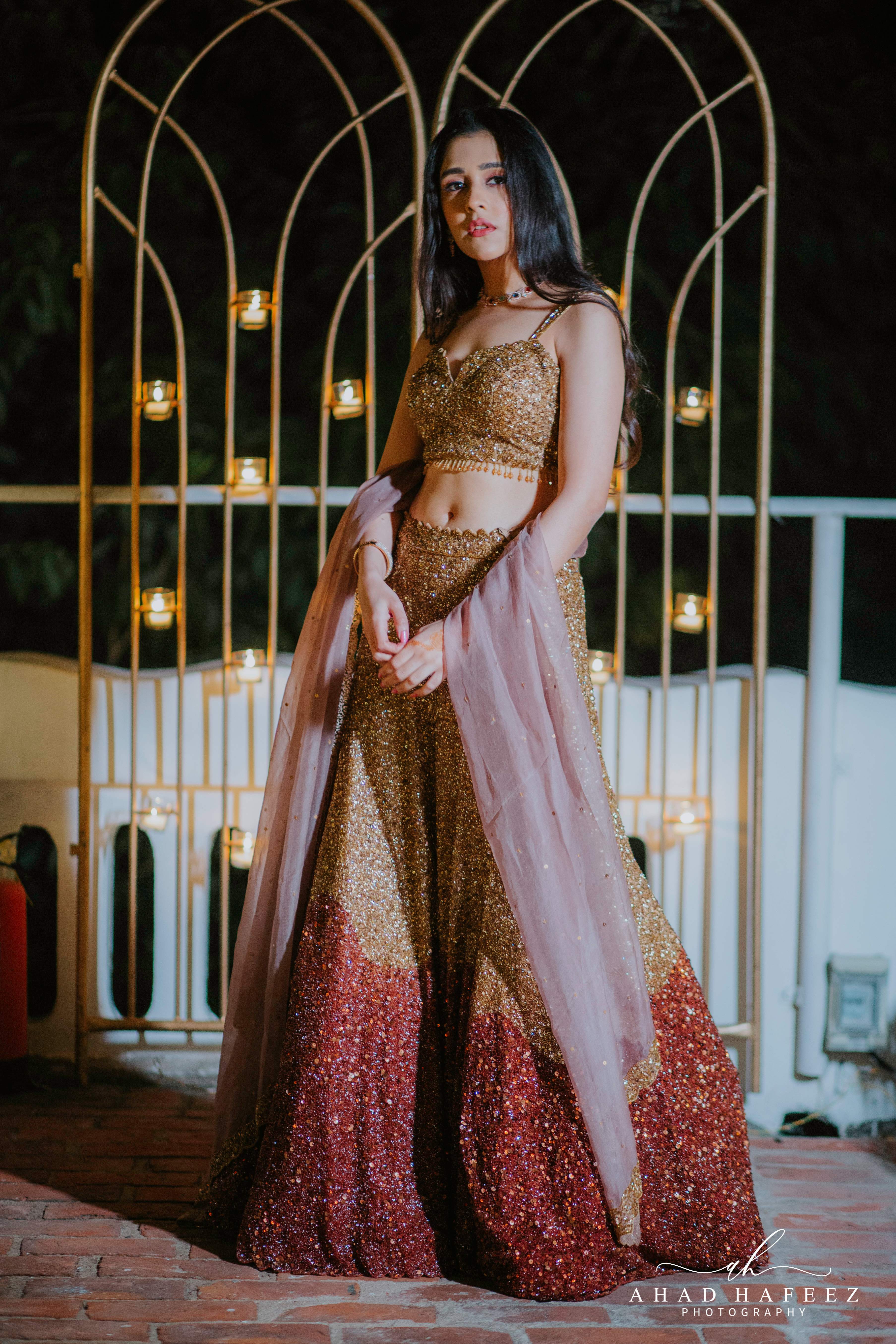 Gold Sequin Lehenga Set