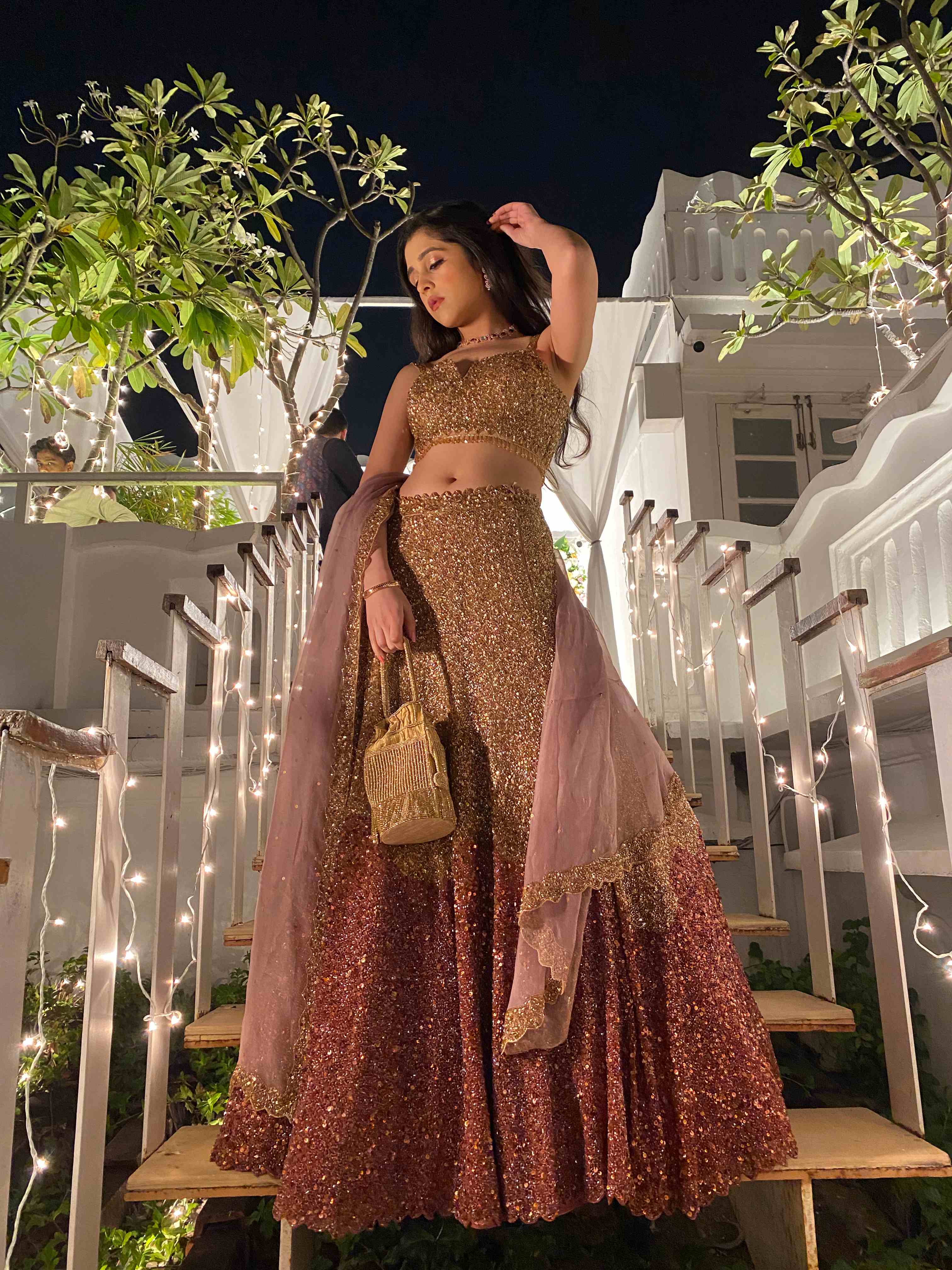 Gold Sequin Lehenga Set
