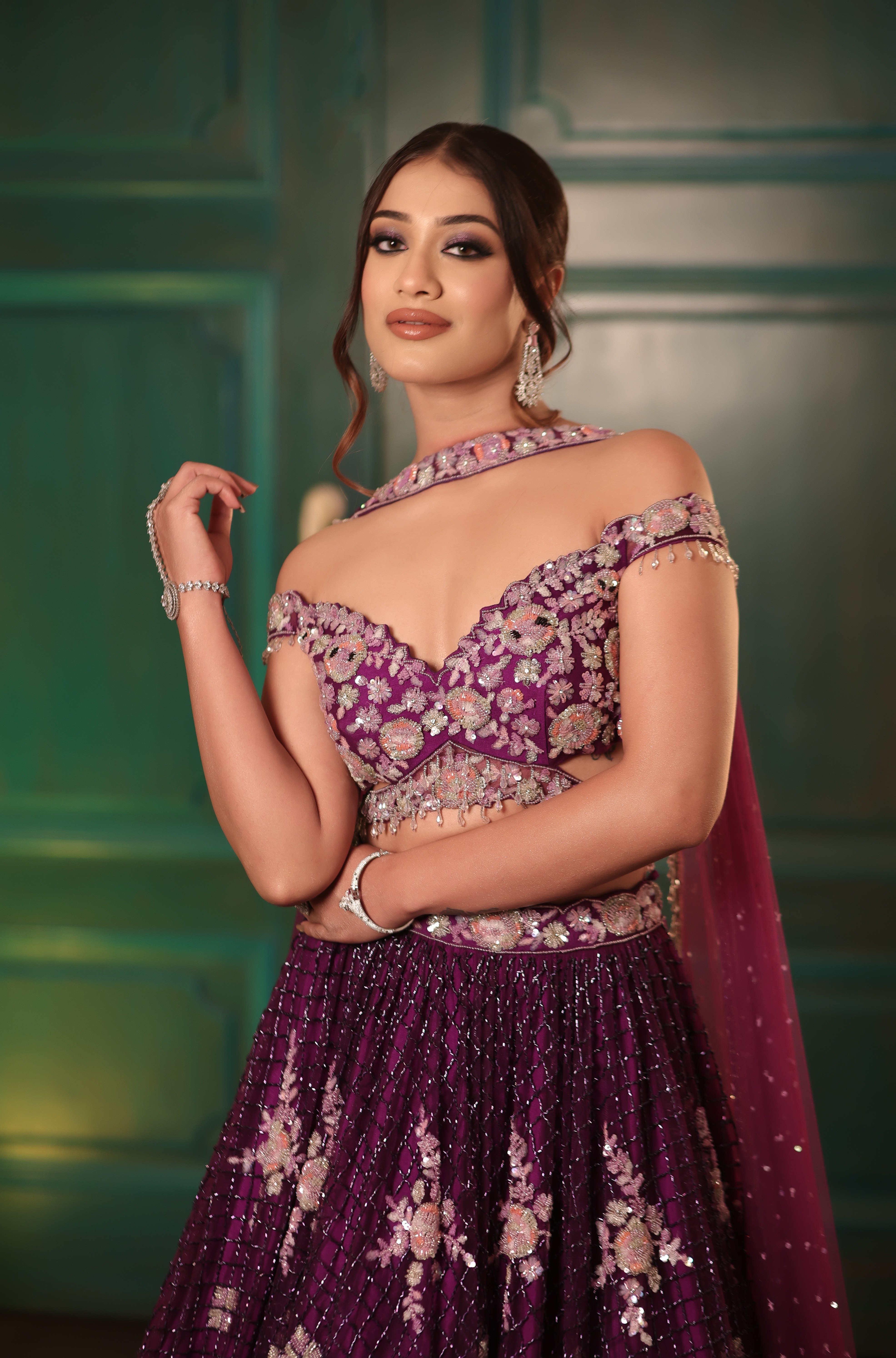 Purple Jaal Lehenga