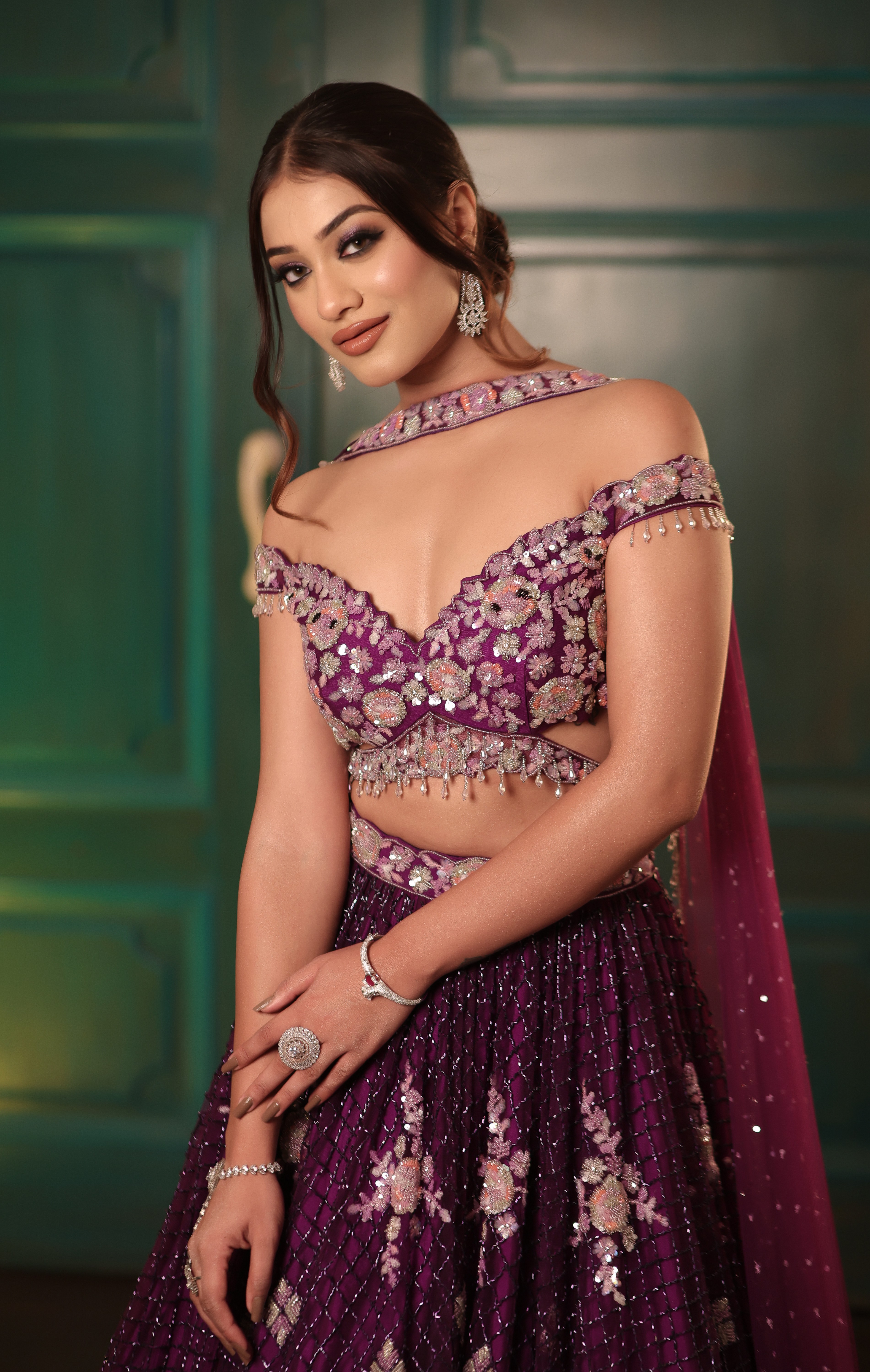 Purple Jaal Lehenga