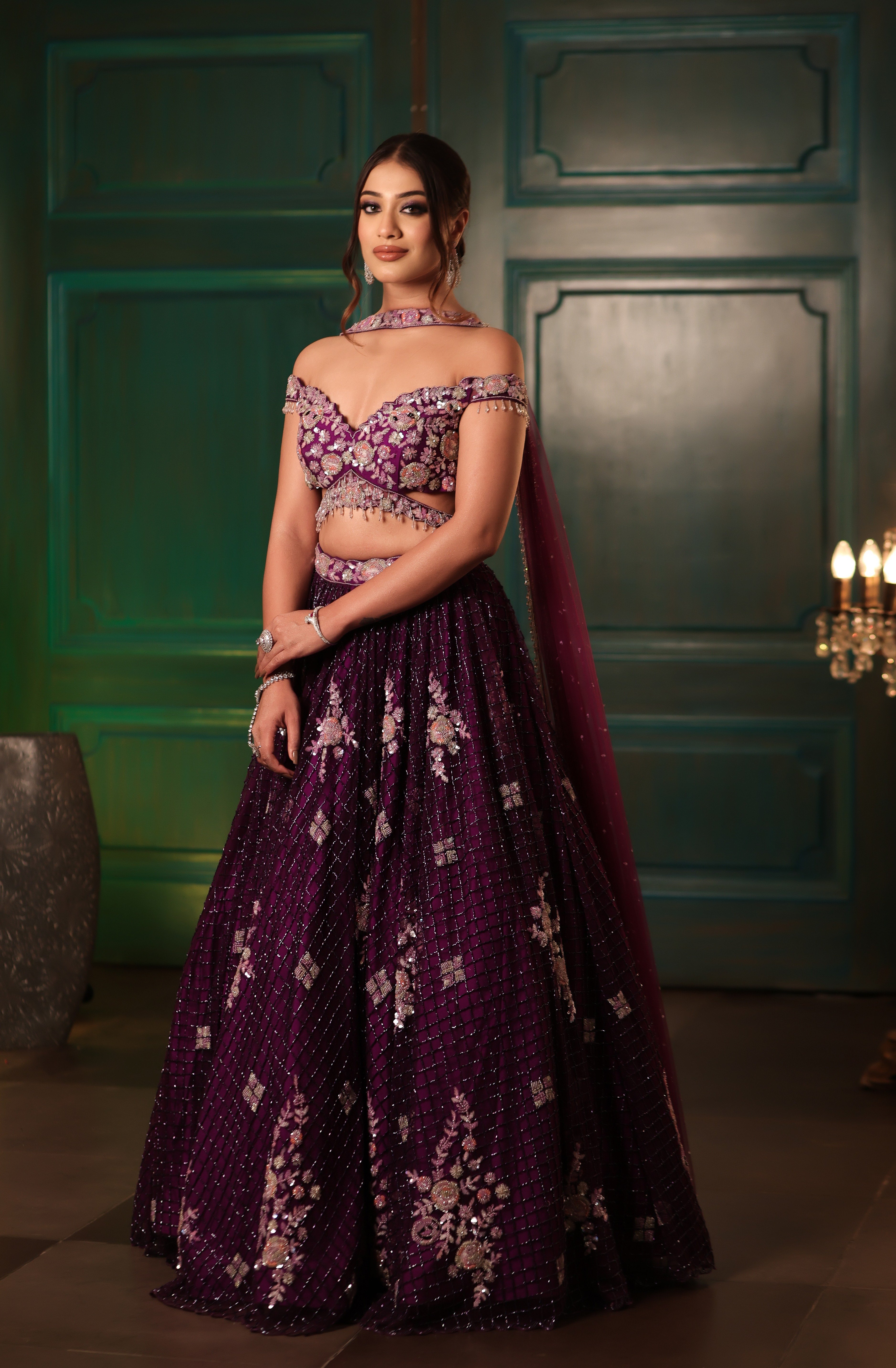 Purple Jaal Lehenga