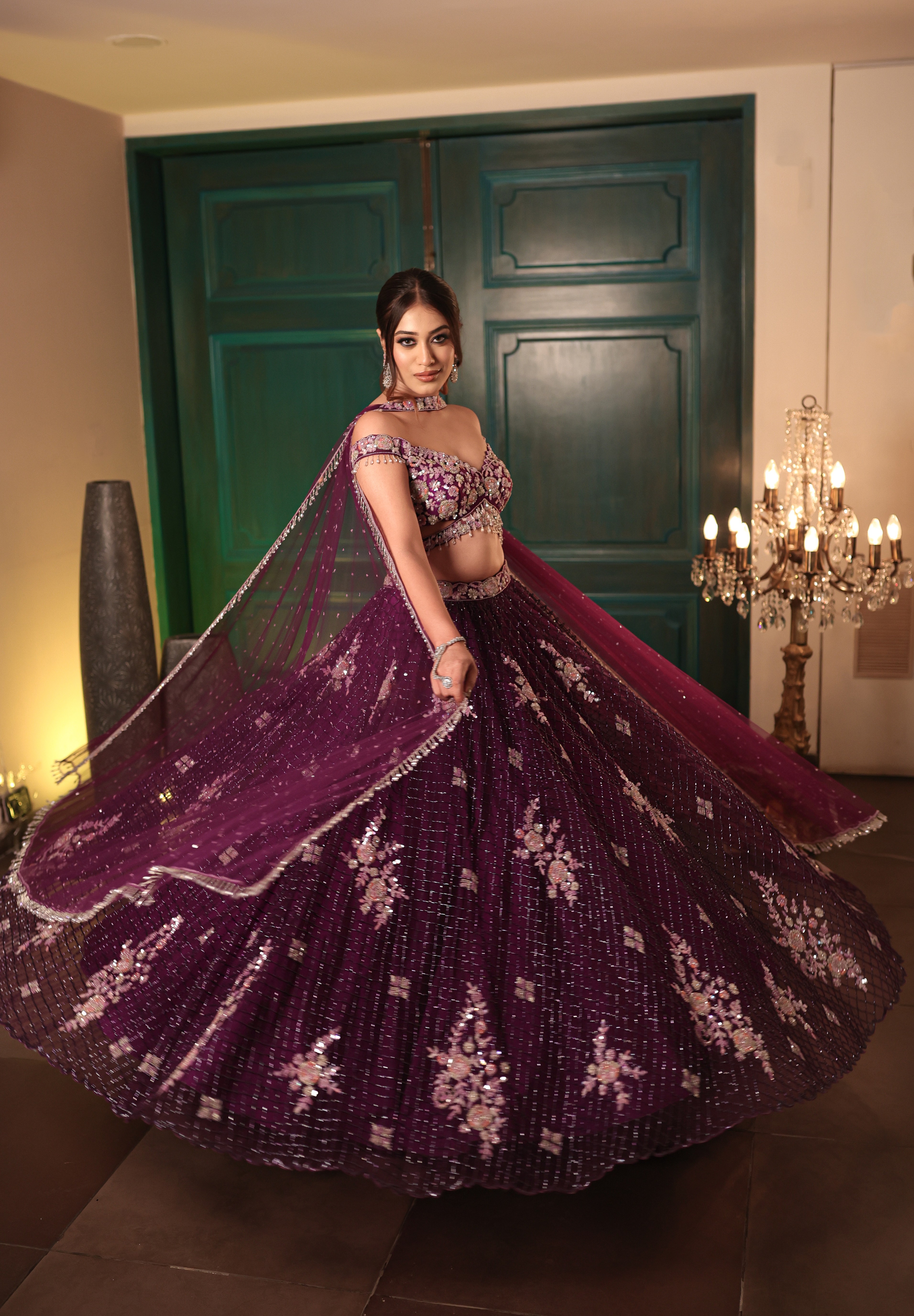Purple Jaal Lehenga