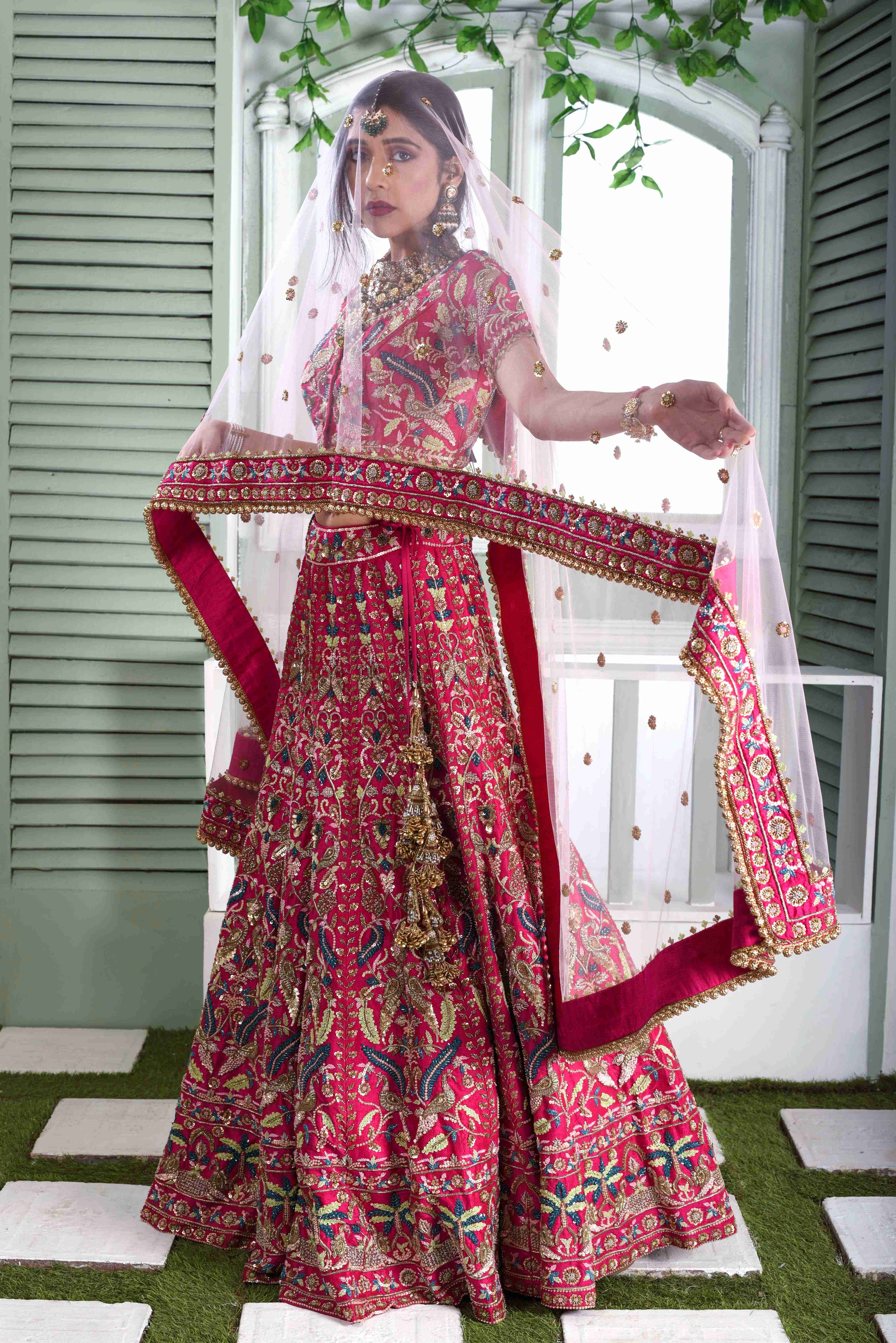 Fuschia Pink Bridal Lehenga