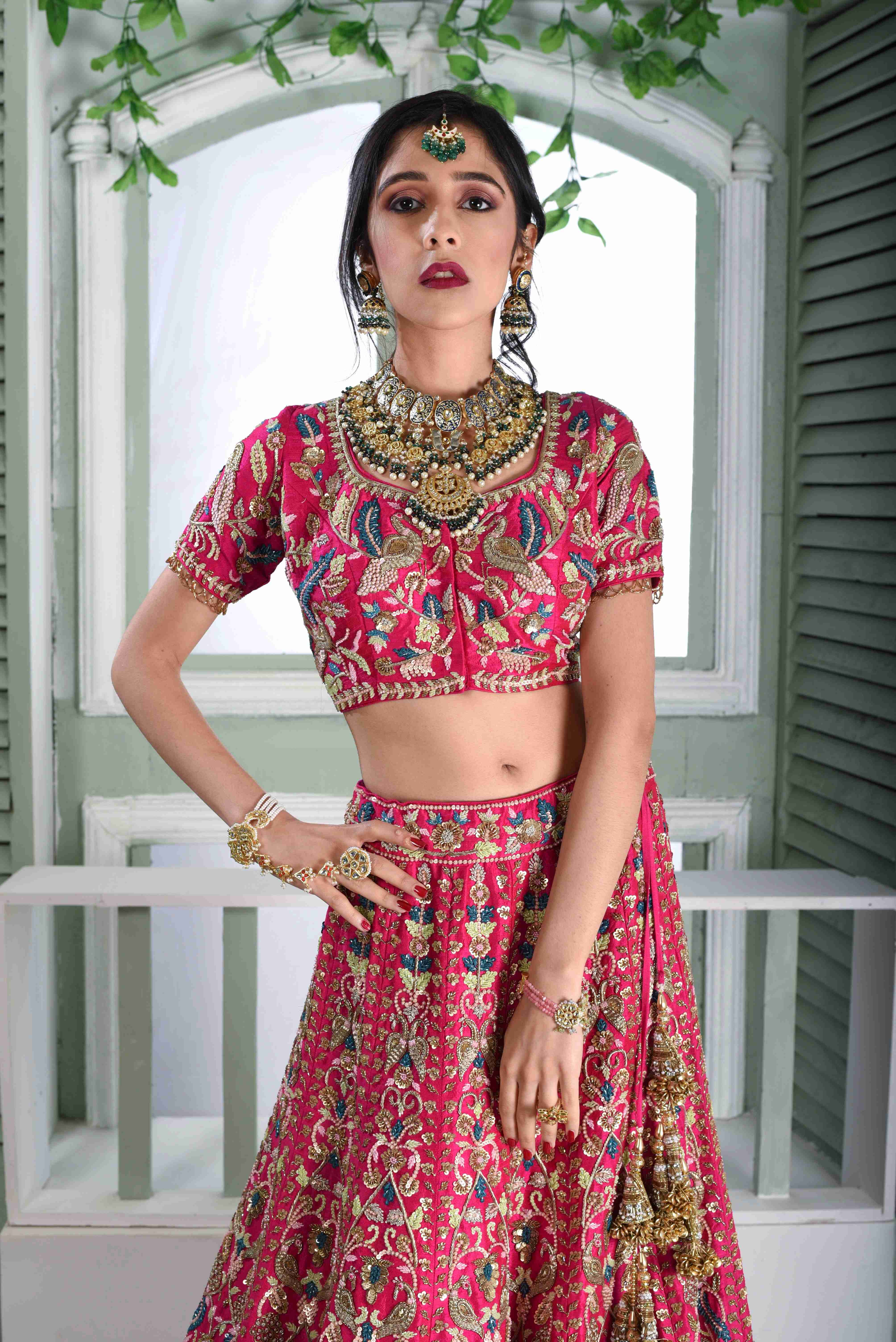 Fuschia Pink Bridal Lehenga