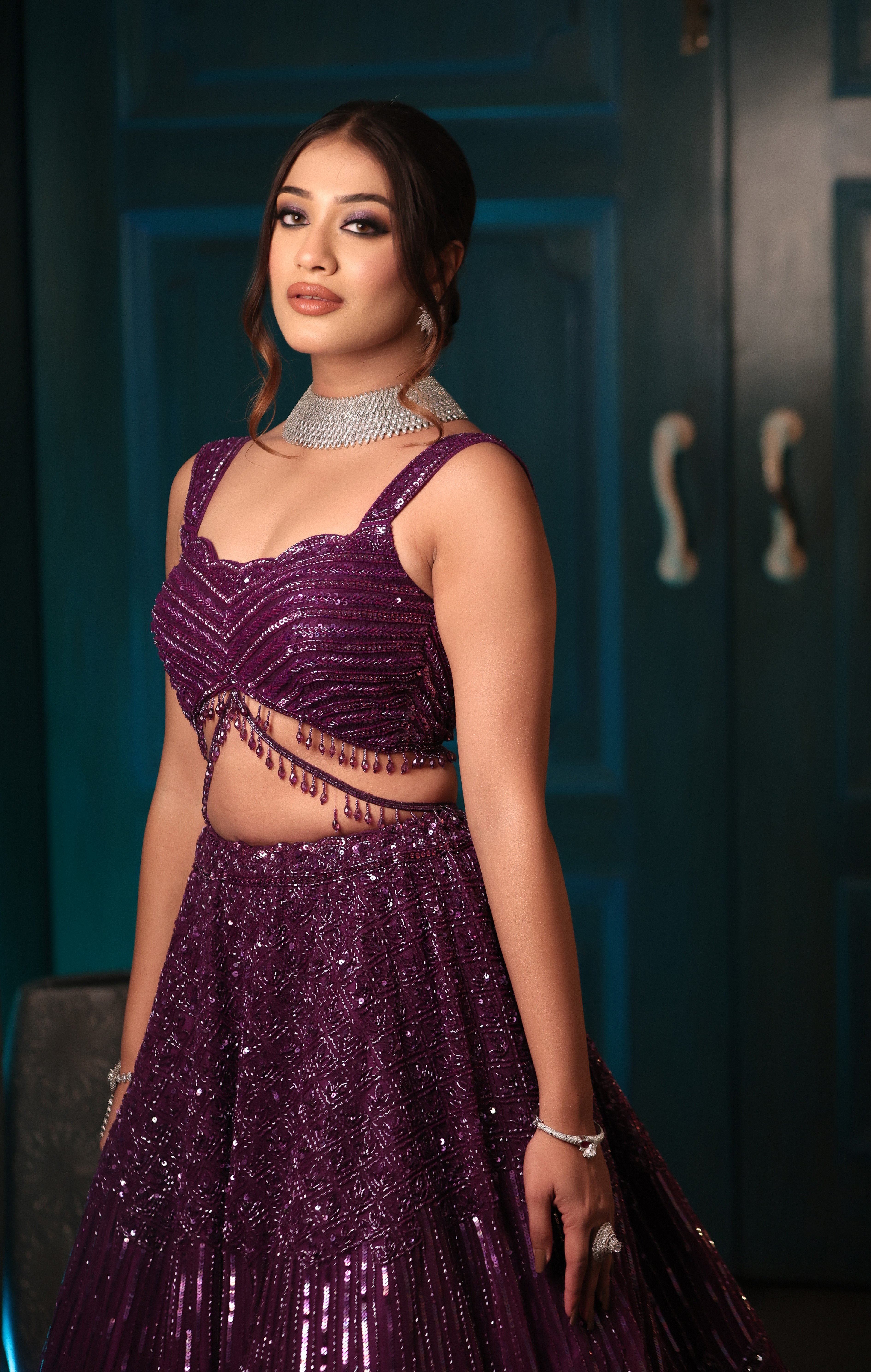Purple Floral Lehenga