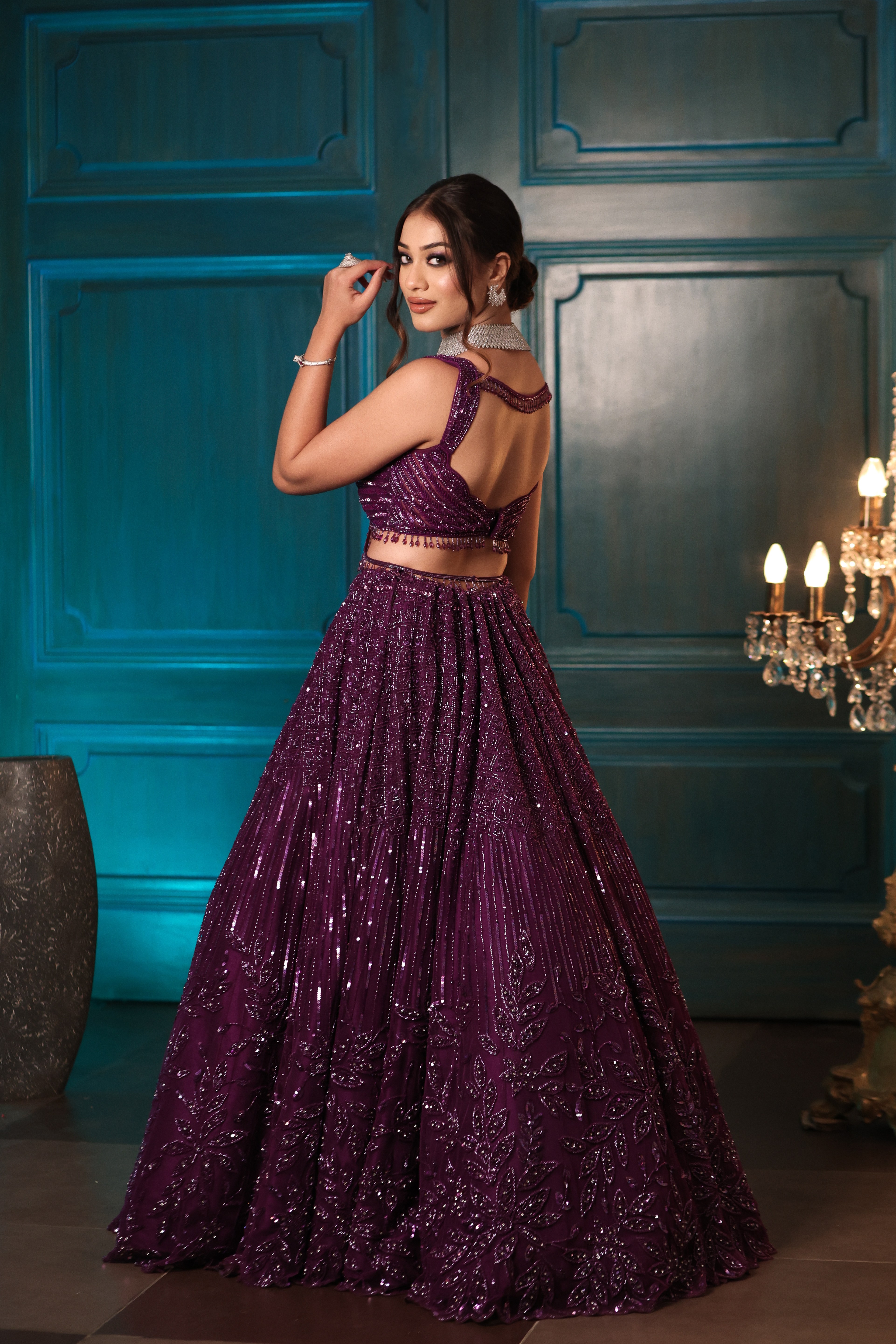 Purple Floral Lehenga