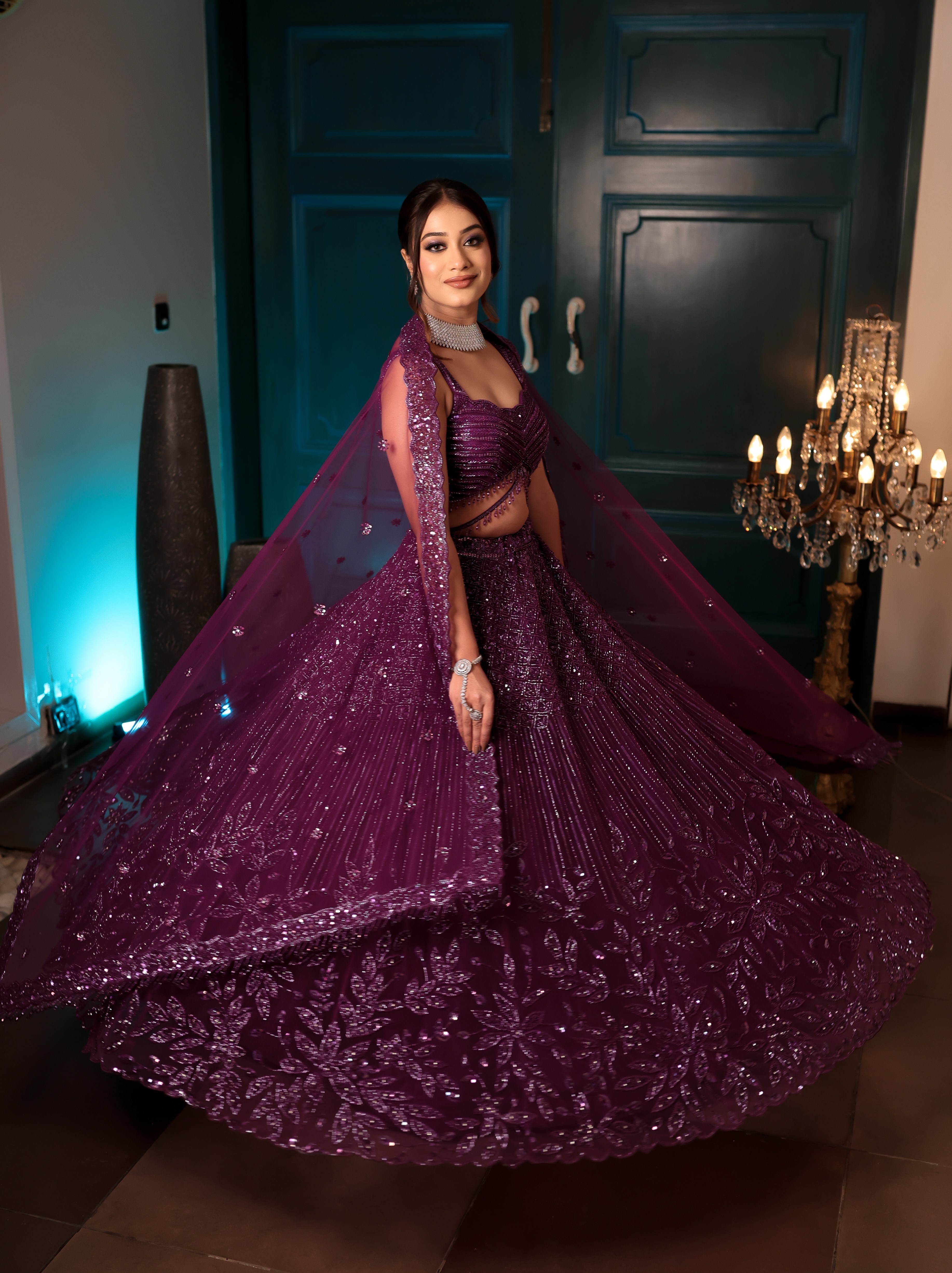 Purple Floral Lehenga