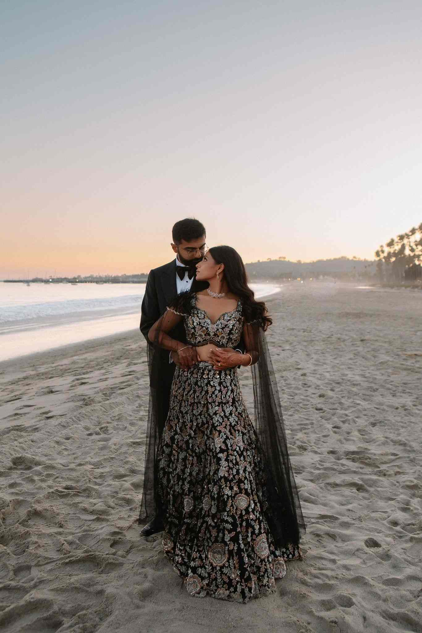 Black Multicolour Lehenga Set