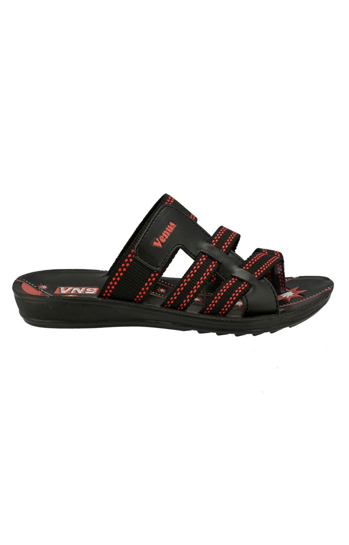 VNS Aqua by Venus Black Ladies PU Chappals
