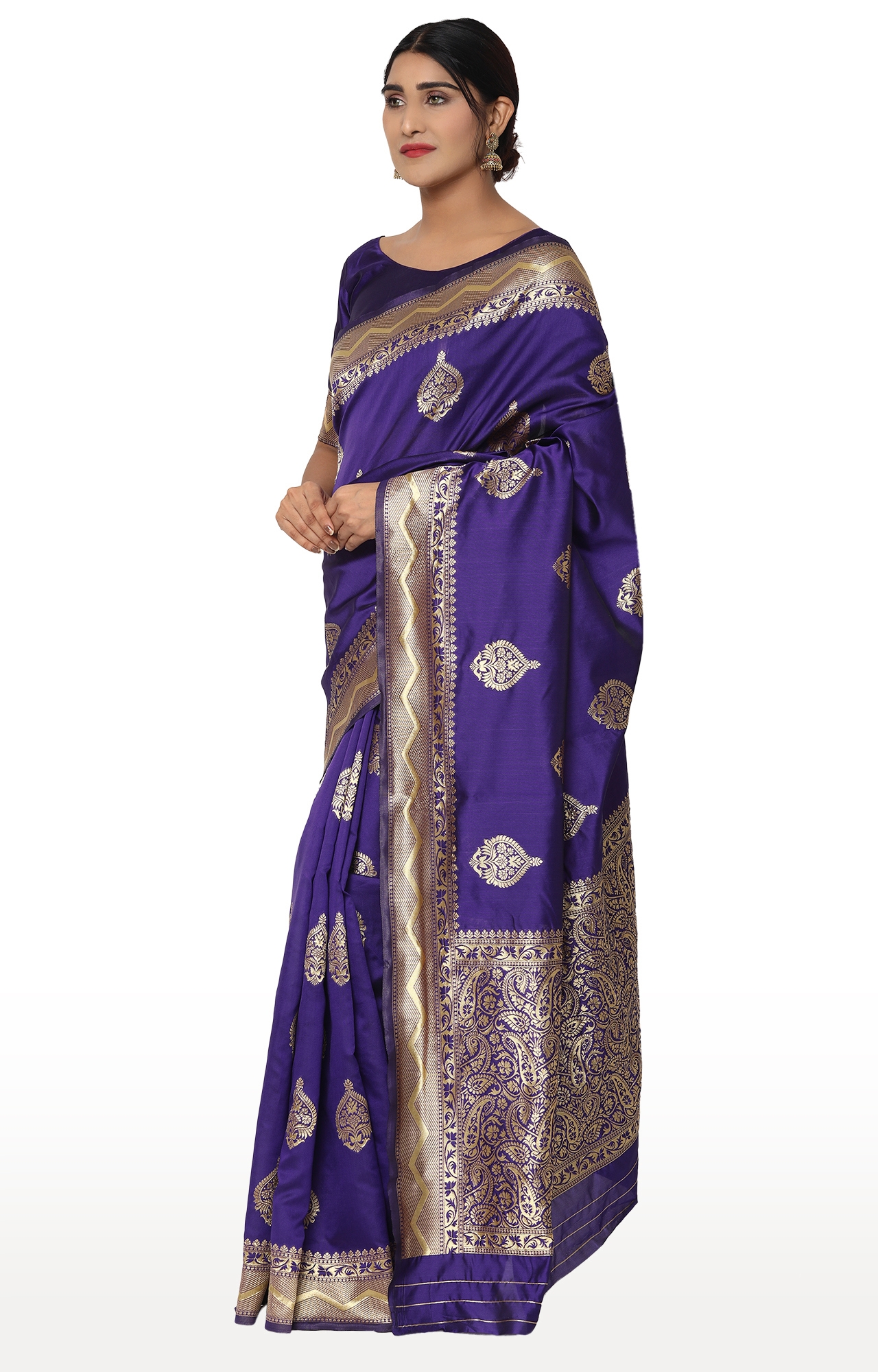 Glemora | Glemora Blue Beautiful Ethnic Wear Silk Blend Banarasi Traditional Saree 1