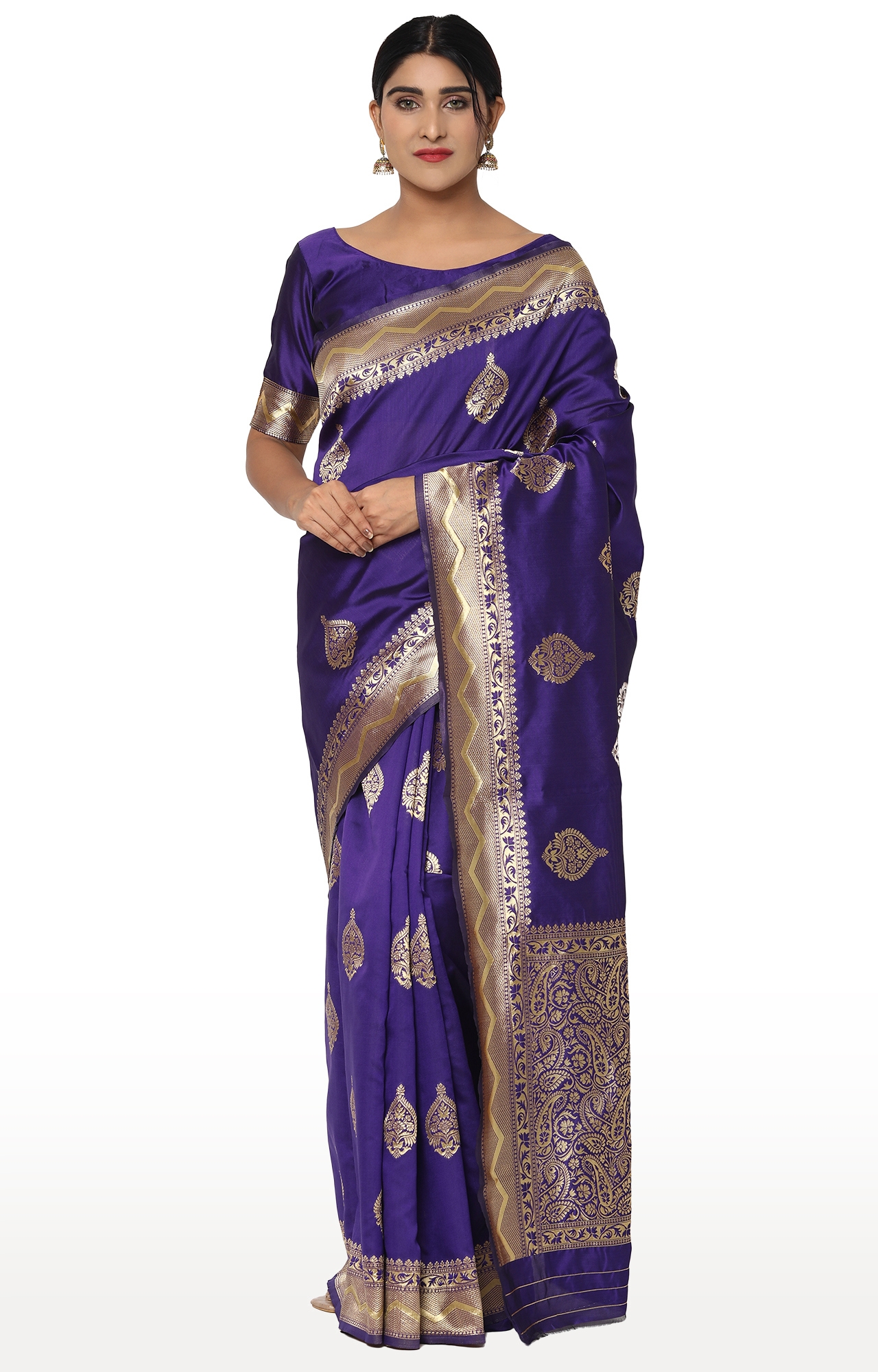 Glemora | Glemora Blue Beautiful Ethnic Wear Silk Blend Banarasi Traditional Saree 0