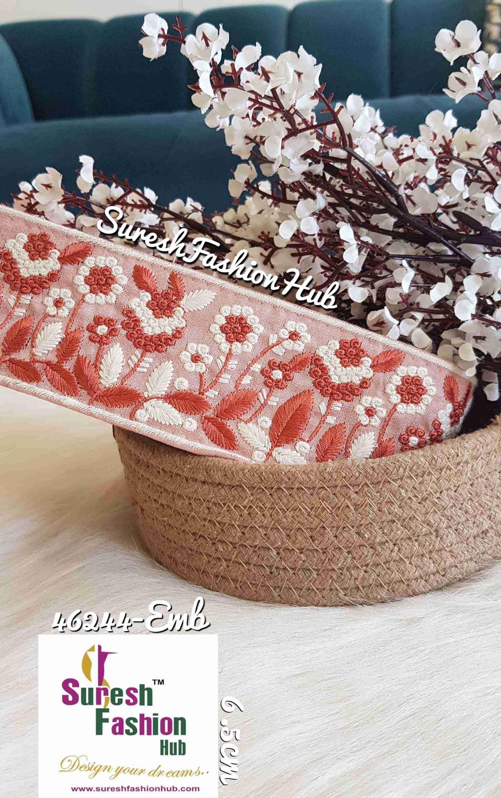 The Flower Garden Red Embroidered Trim