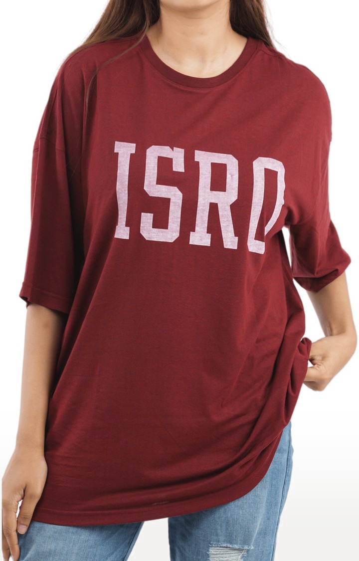 Unisex ISRO Bold Drop Shoulder Tri-Blend T-Shirt in Wine