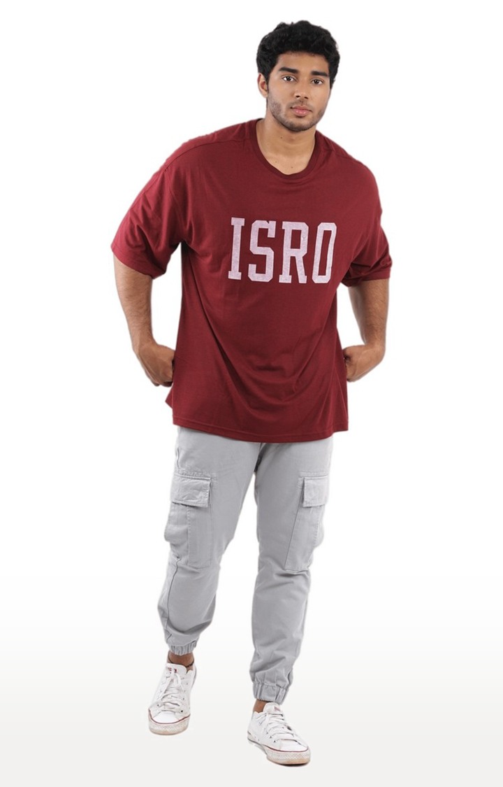 Unisex ISRO Bold Drop Shoulder Tri-Blend T-Shirt in Wine