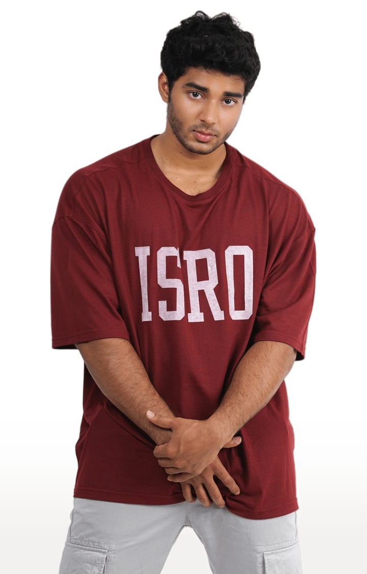 1947IND | Unisex ISRO Bold Drop Shoulder Tri-Blend T-Shirt in Wine