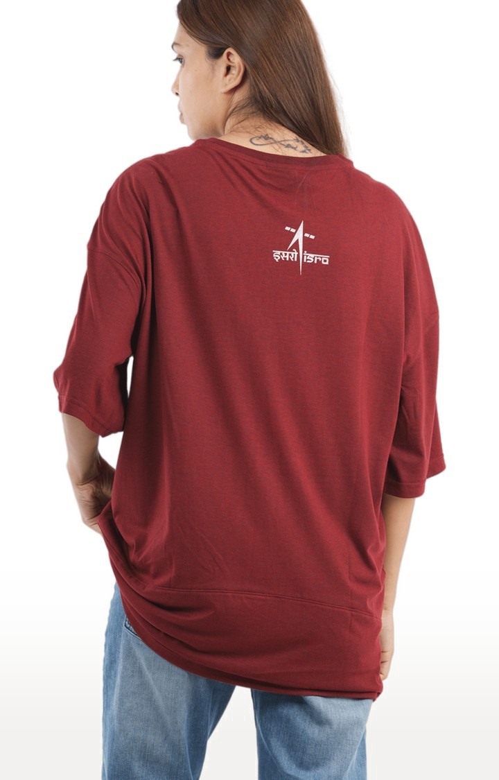 Unisex ISRO Bold Drop Shoulder Tri-Blend T-Shirt in Wine