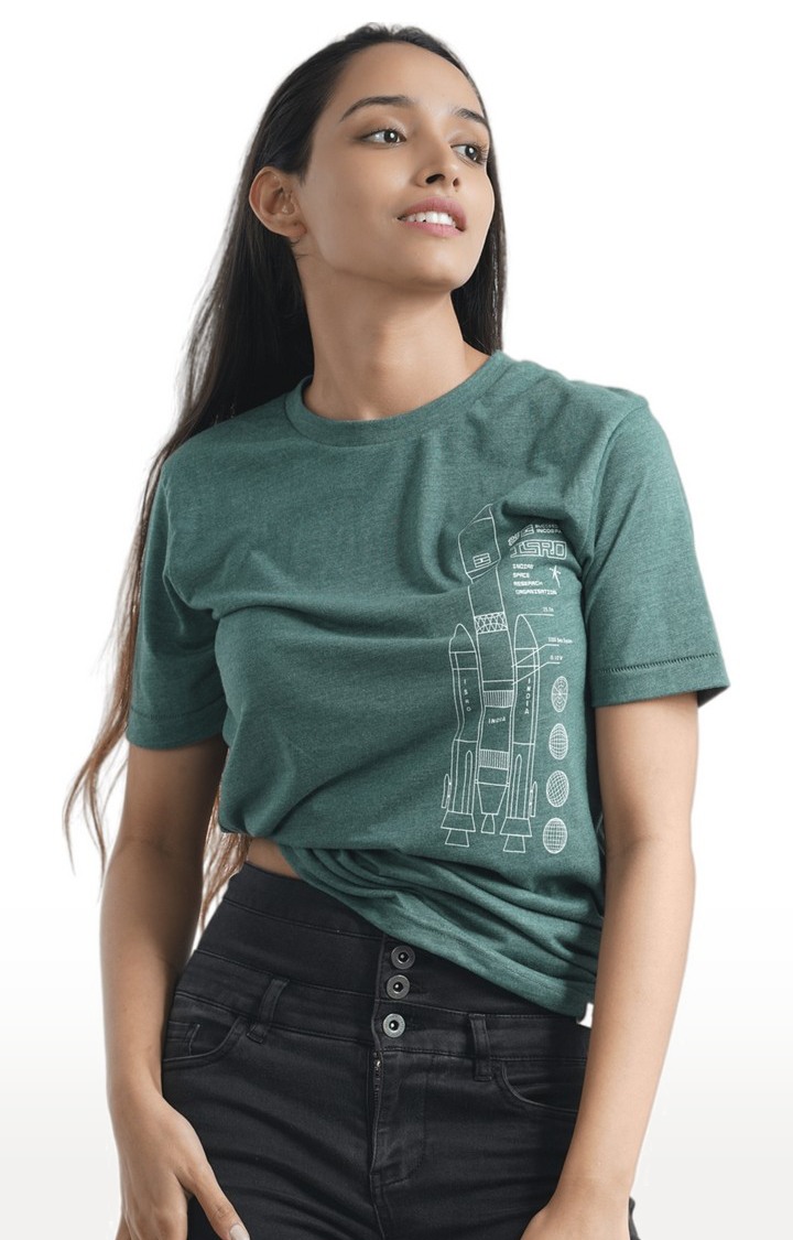 Unisex ISRO GSLV Tri-Blend T-Shirt in Bottle Green