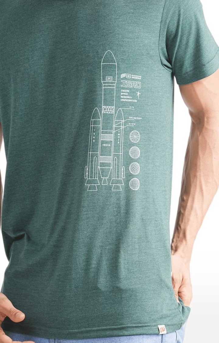 Unisex ISRO GSLV Tri-Blend T-Shirt in Bottle Green