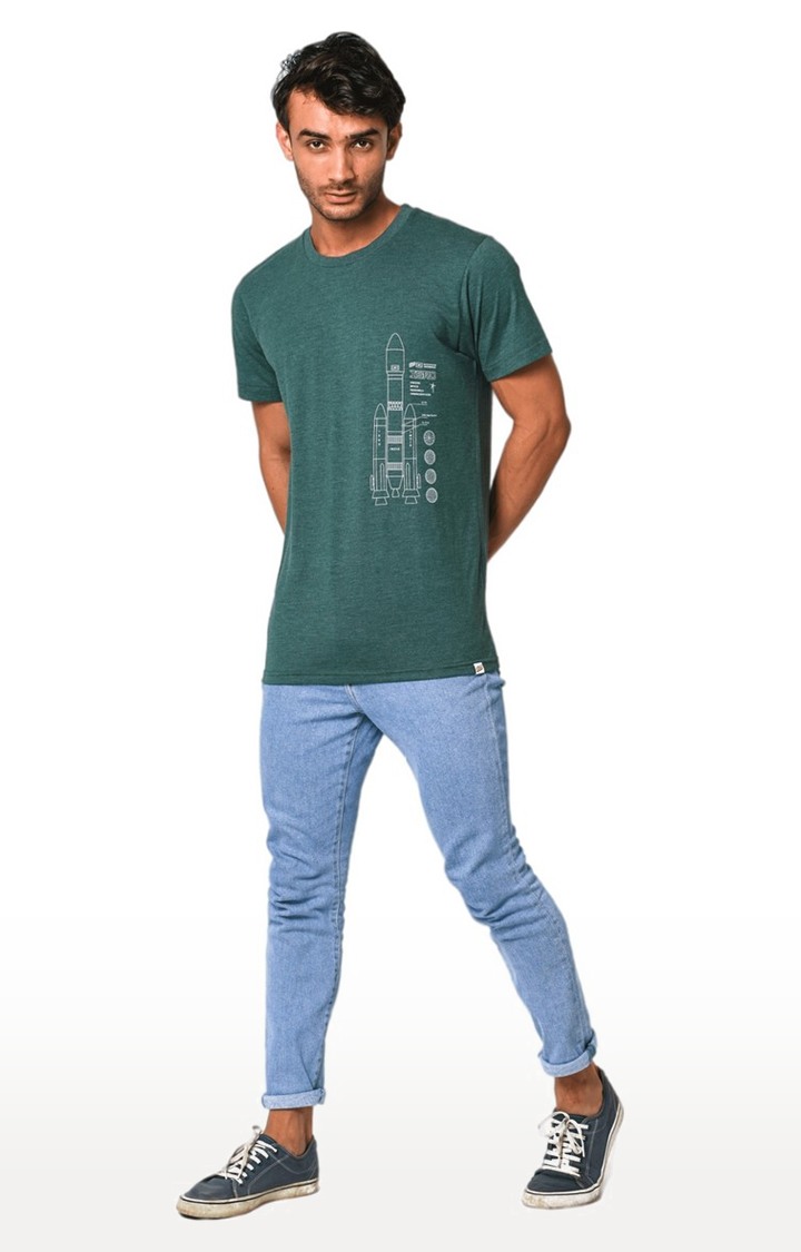 Unisex ISRO GSLV Tri-Blend T-Shirt in Bottle Green