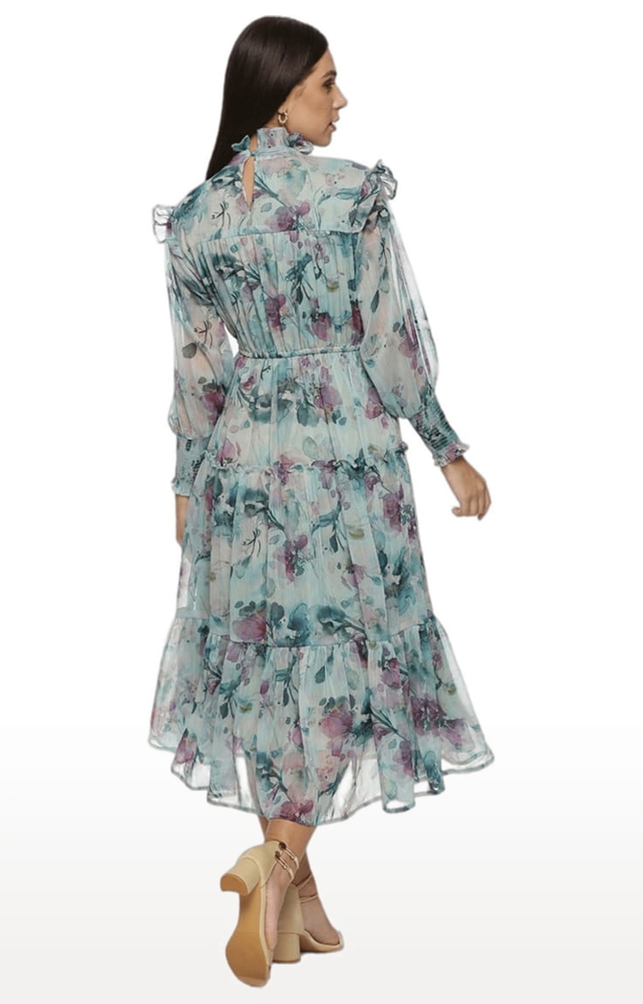 ISU | Women's Multicolor Chiffon Floral Tiered Dress 3
