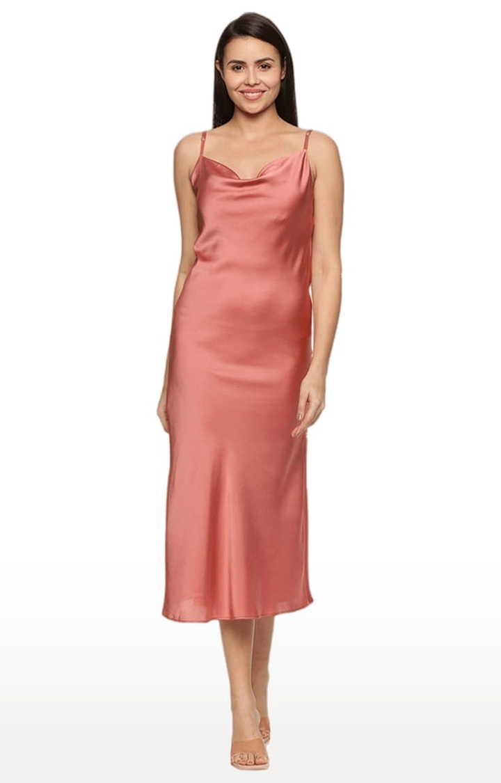 ISU | Women's Mauve Pink Satin Solid Slip Dress 0