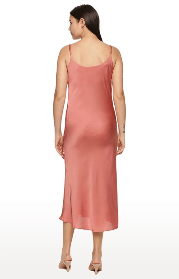 ISU | Women's Mauve Pink Satin Solid Slip Dress 3