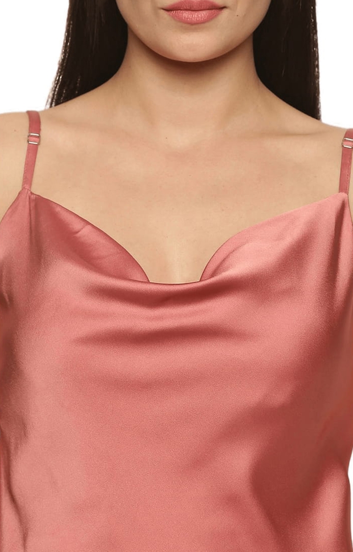 ISU | Women's Mauve Pink Satin Solid Slip Dress 4