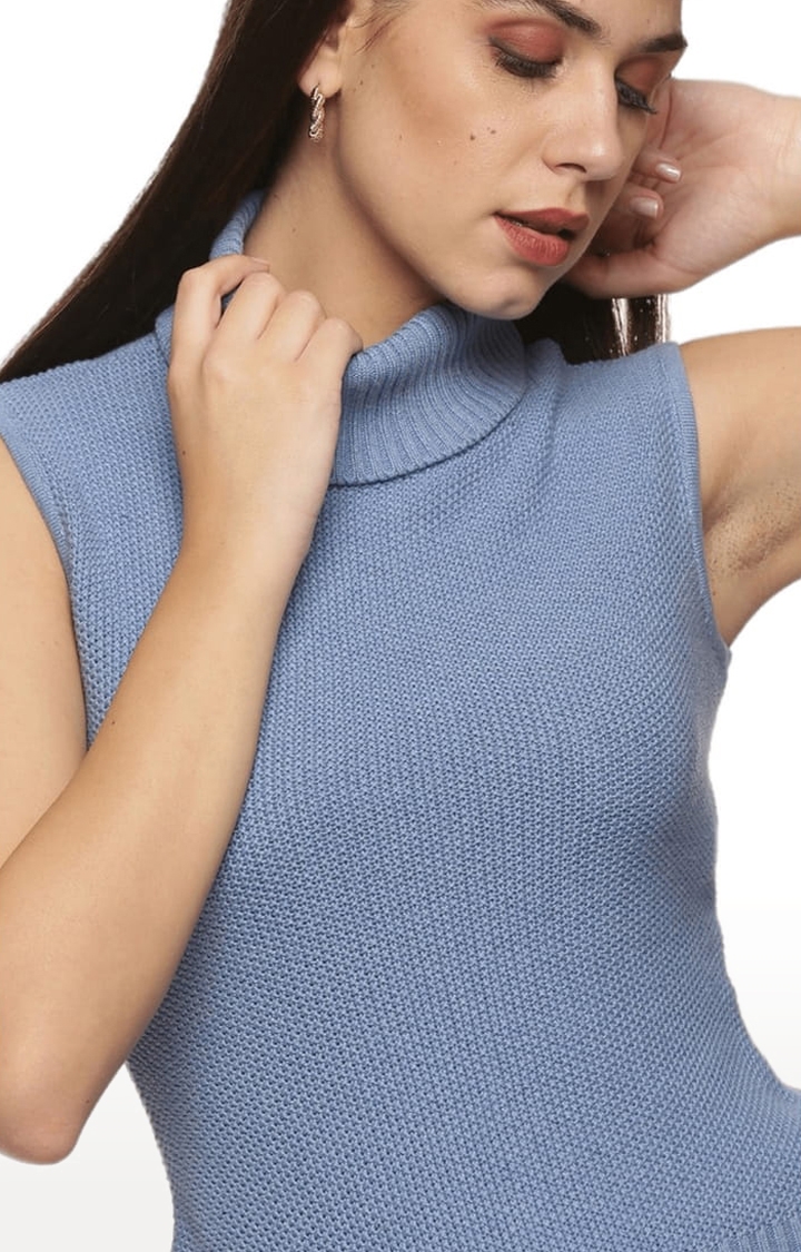 ISU | Women's Blue Acrylic Solid Sweater 3
