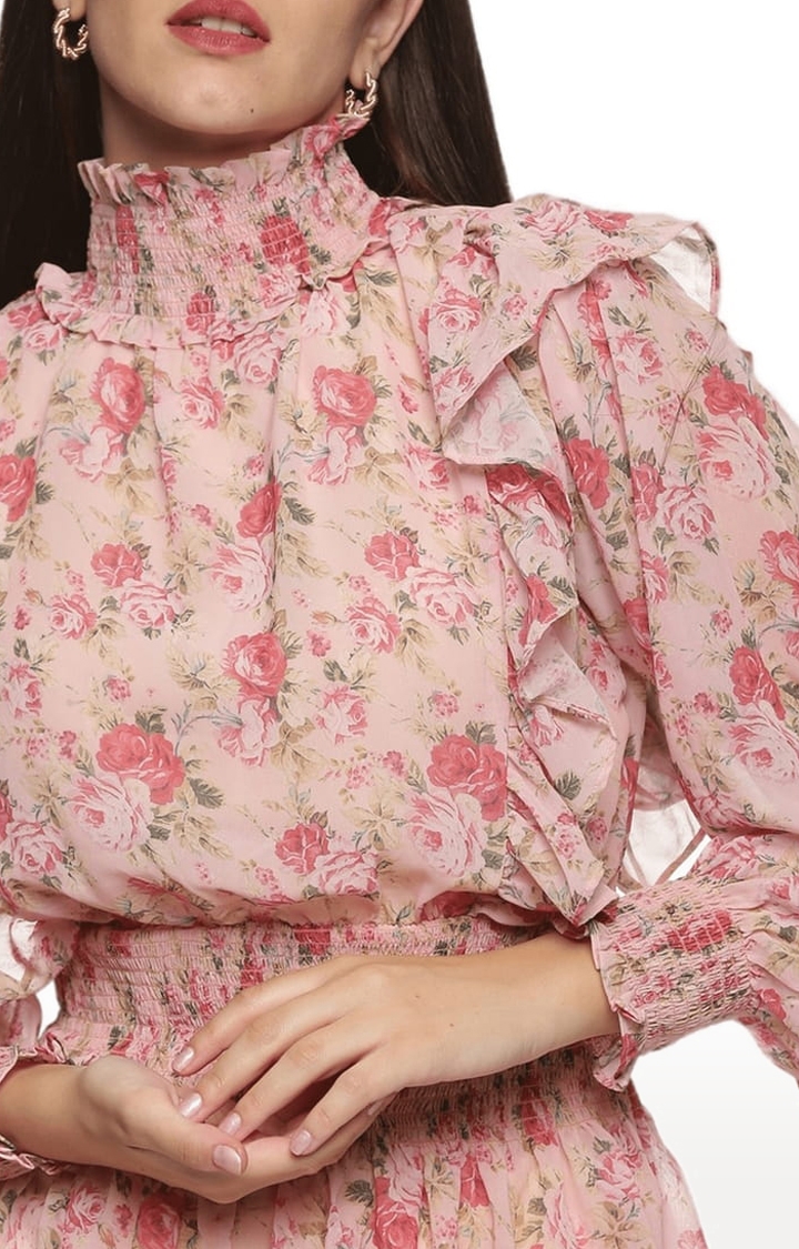 ISU | Women's Peach Chiffon Floral Tunics 3