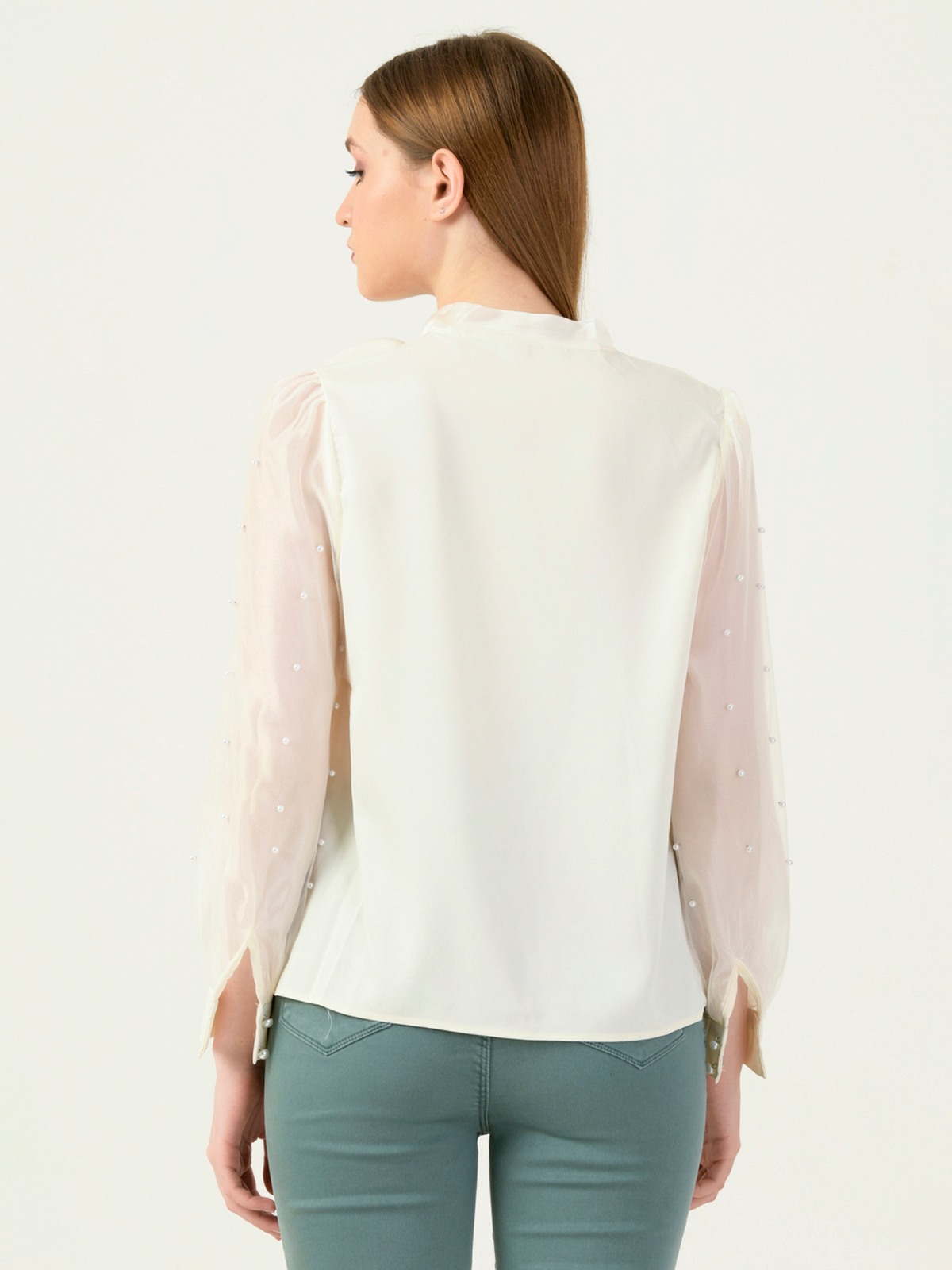 Albion Women Smart Premium Cream Blouson Top