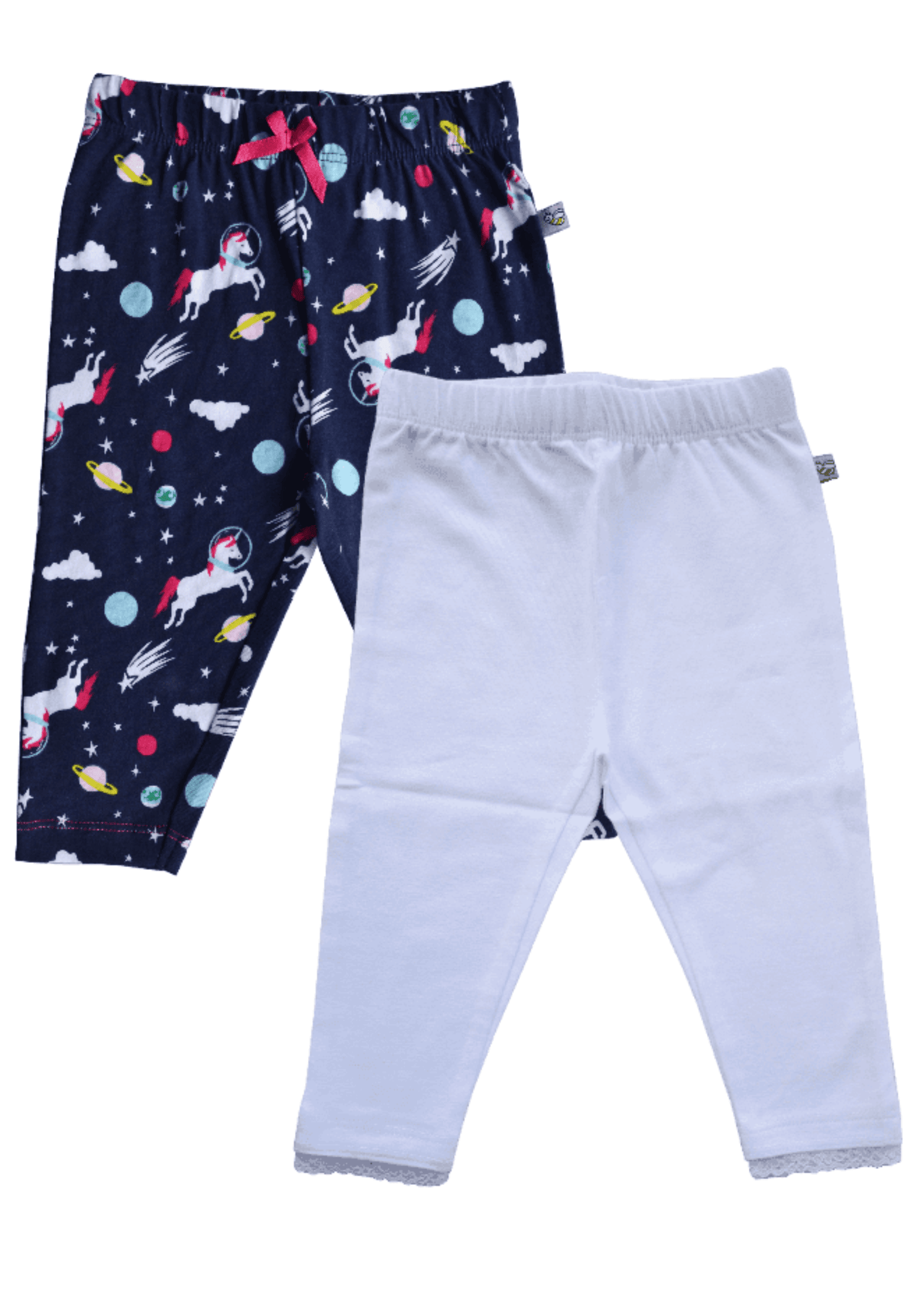 Baby Girls 2pc Combo Leggings (Navy+White)