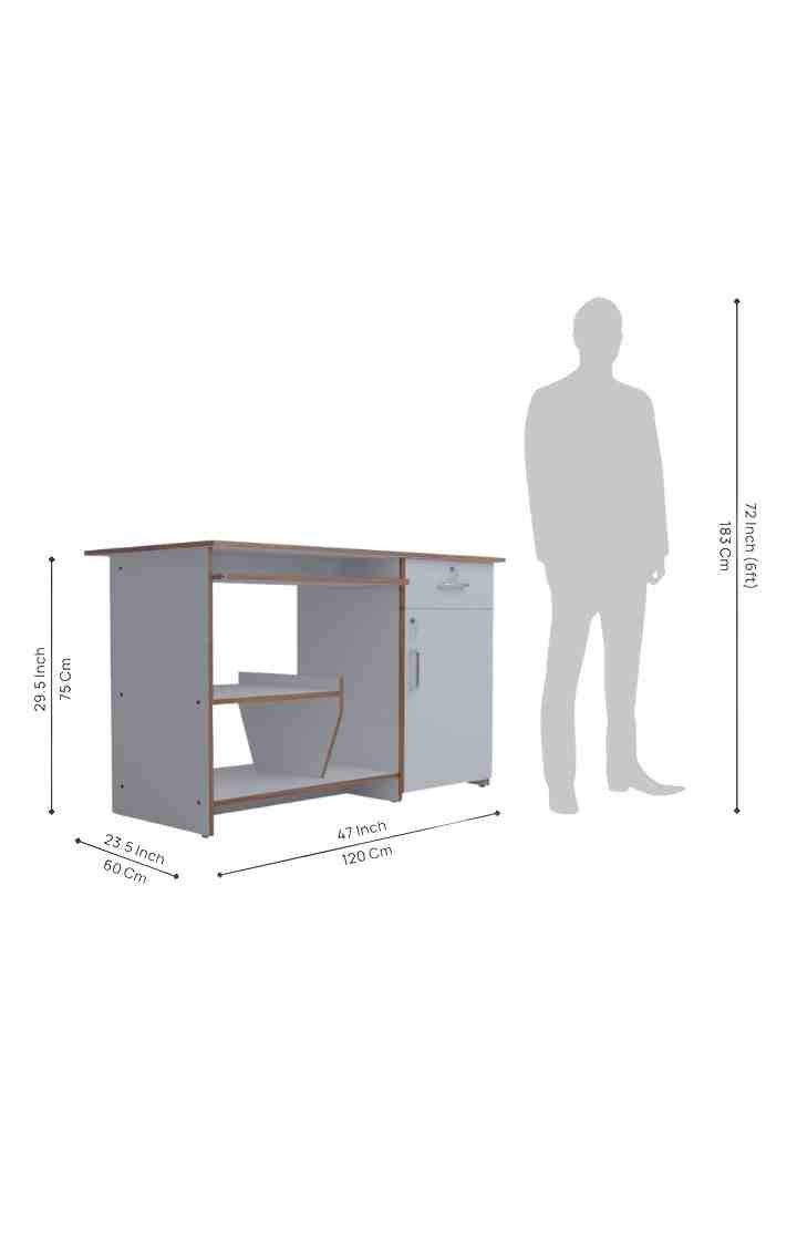 NEUDOT Zanko Engineered Wood Study & Computer Table and Office Desk - Forsty White | Multi-Purpose Study Table | Computer Table for Students | Office Table | 1 Year Warranty (Zanko - Forsty White)