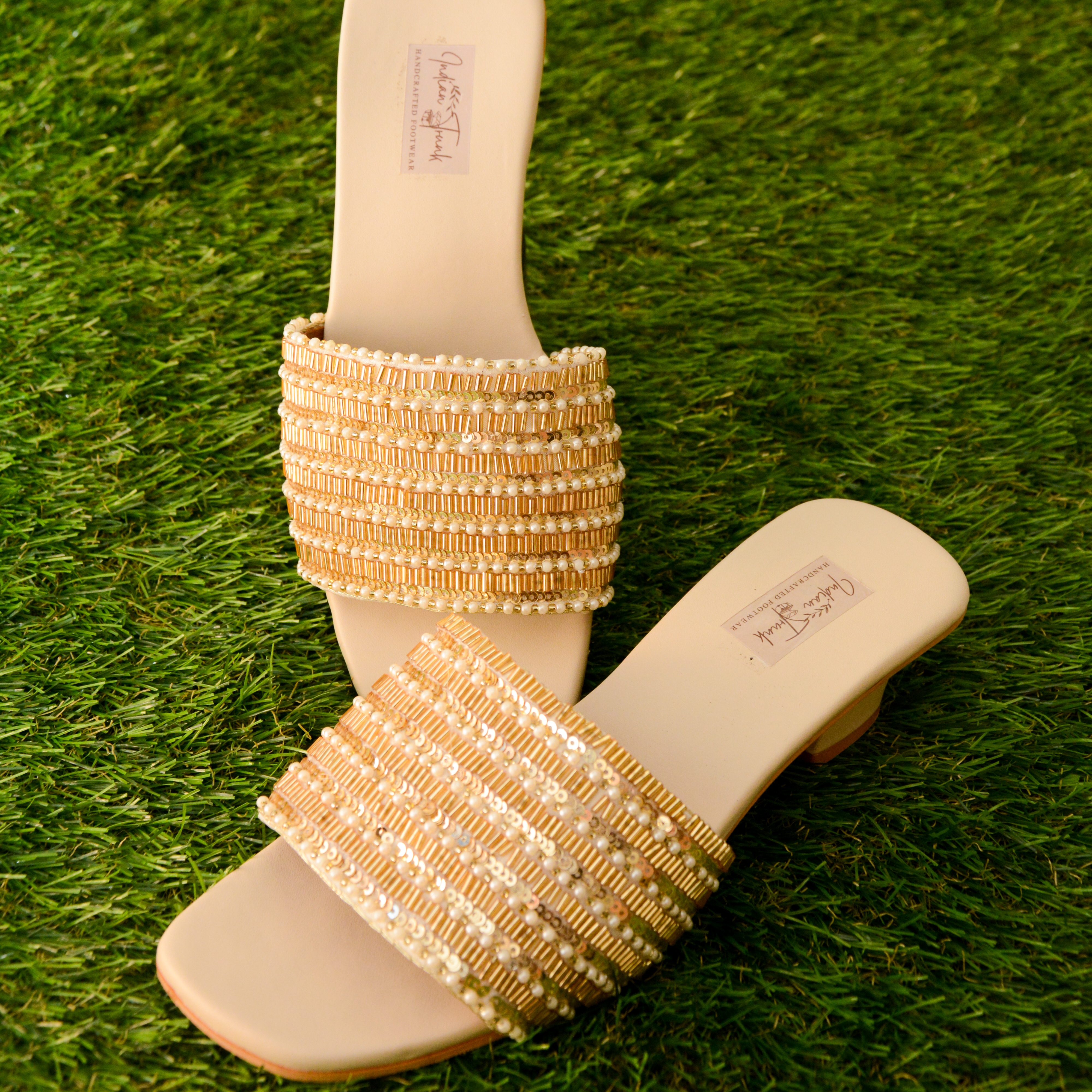 Gold Beaded Sandals