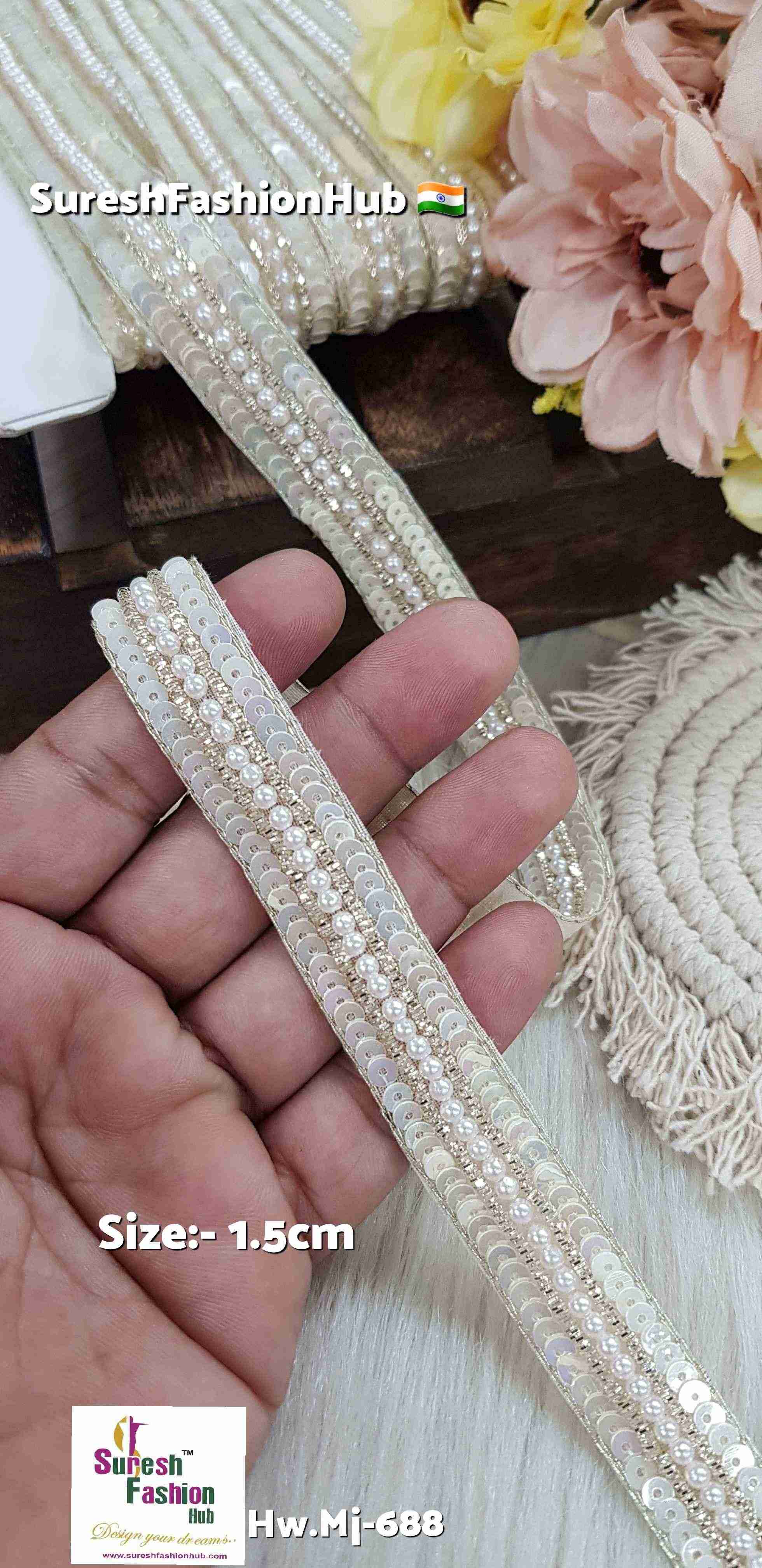 Gold Nakshi Pearl Sequence Border