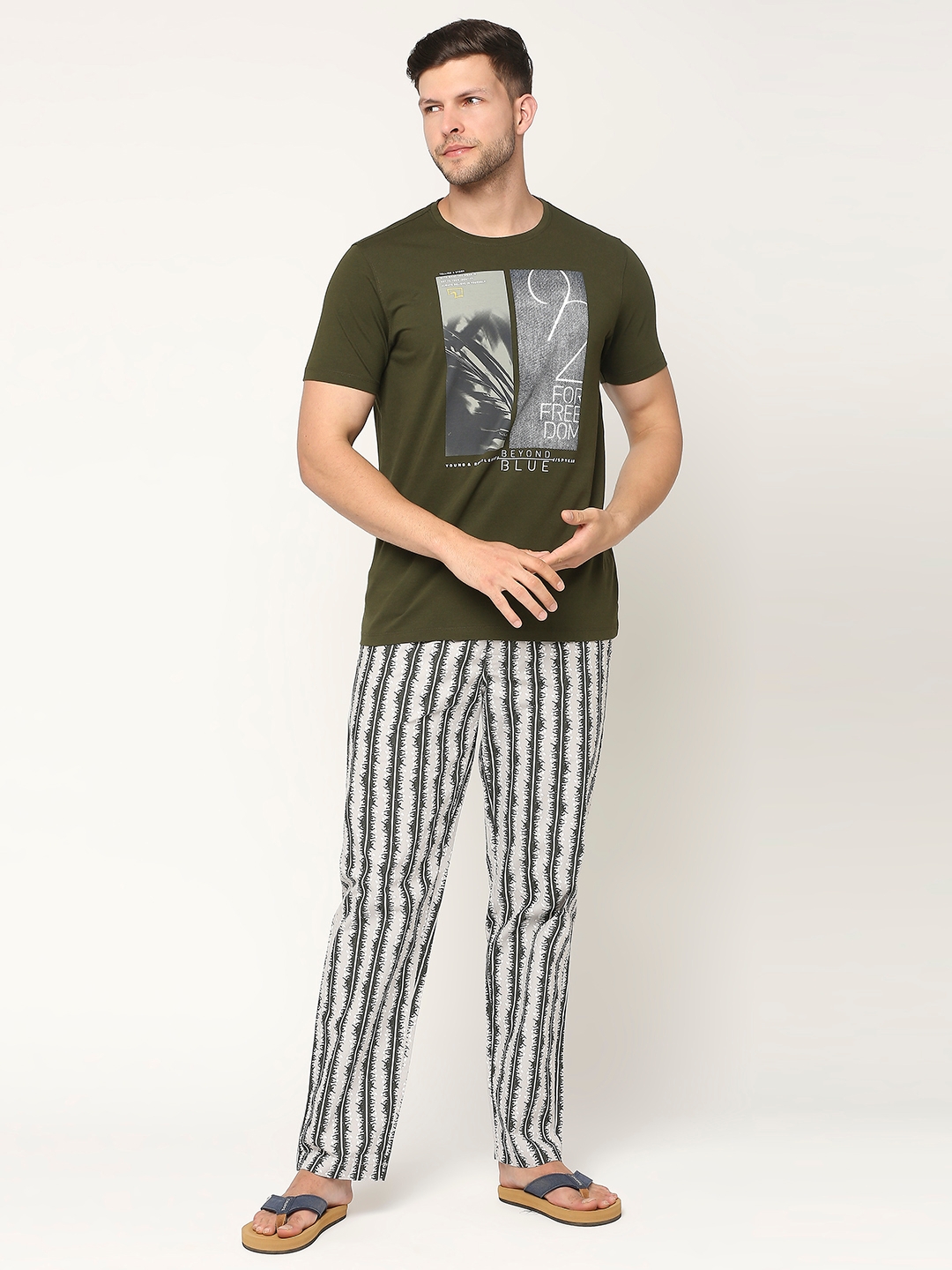 Spykar | Underjeans by Spykar Premium Cotton Printed Men Grey Pyjama 5