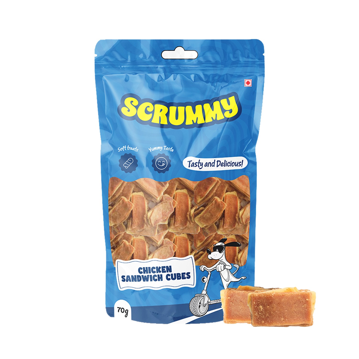 Scrummy Mini Chicken Sandwich Cubes Dog Treats 70g