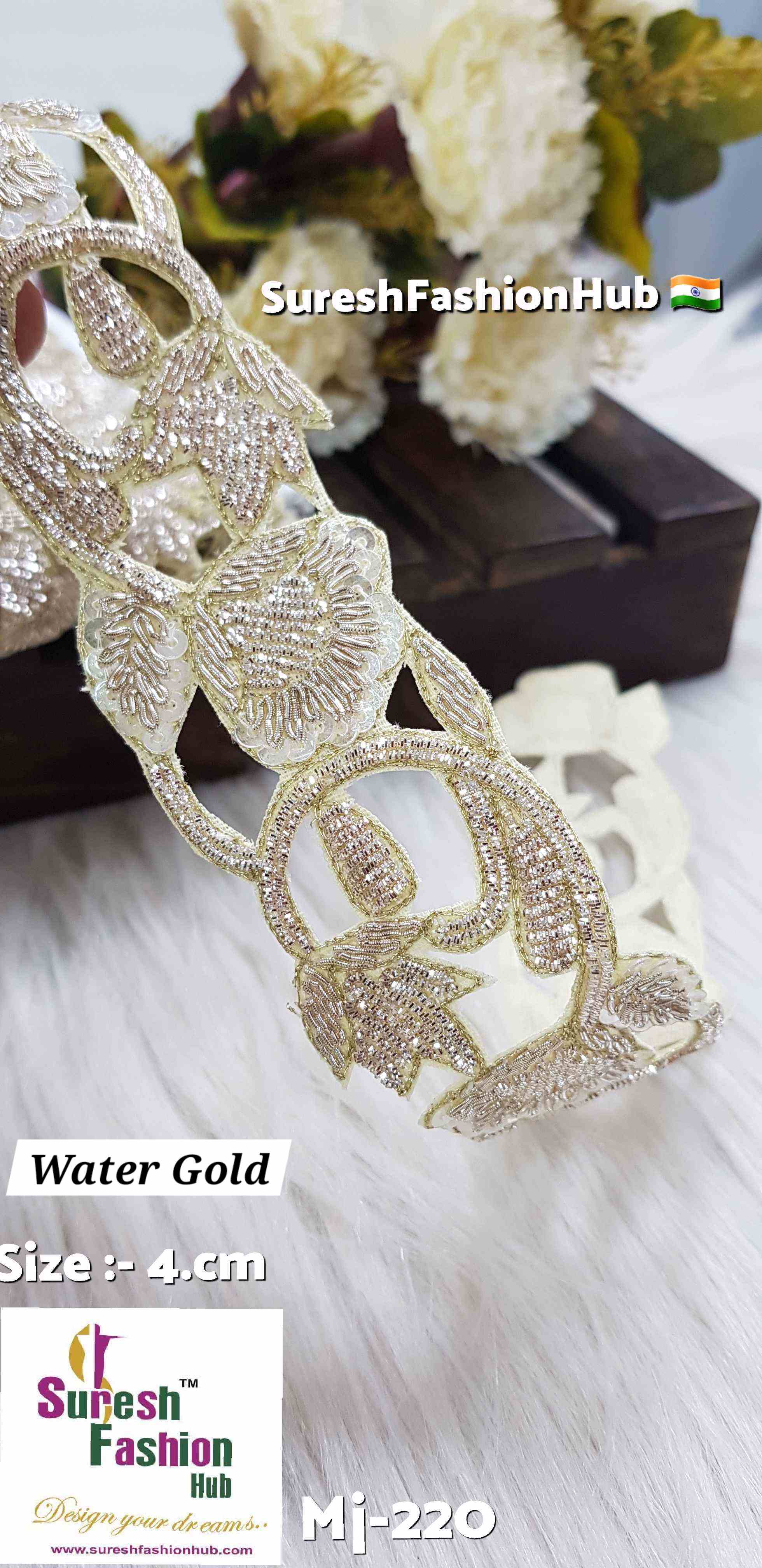 Water Gold Floral Cutwork Lace